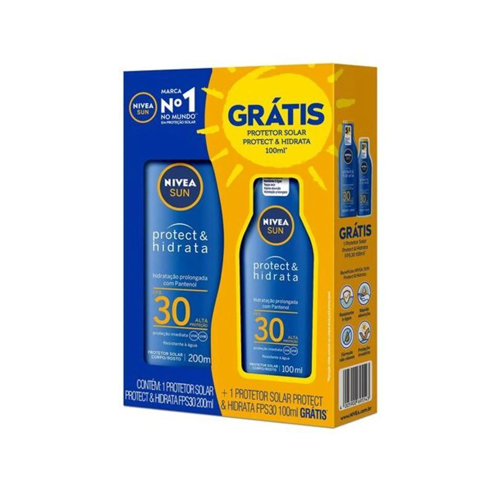 Kit Nivea Protetor Solar Sun Protect e Hidrata FPS30 200ml + Protetor Solar FPS30 100ml