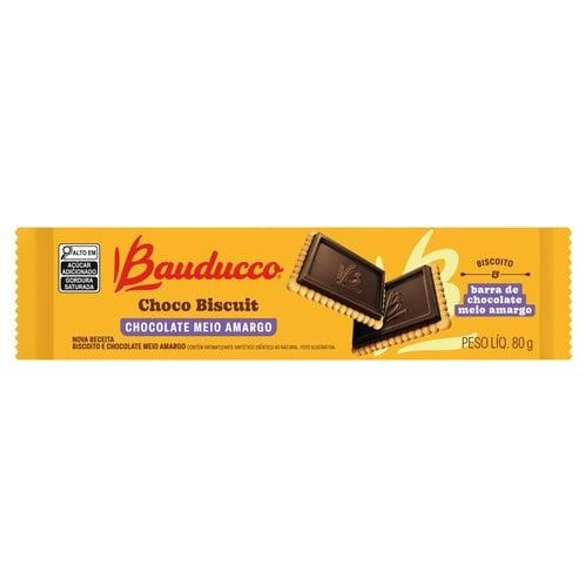 Biscoito Chocolate Meio Amargo Bauducco Choco Biscuit Pacote 80g