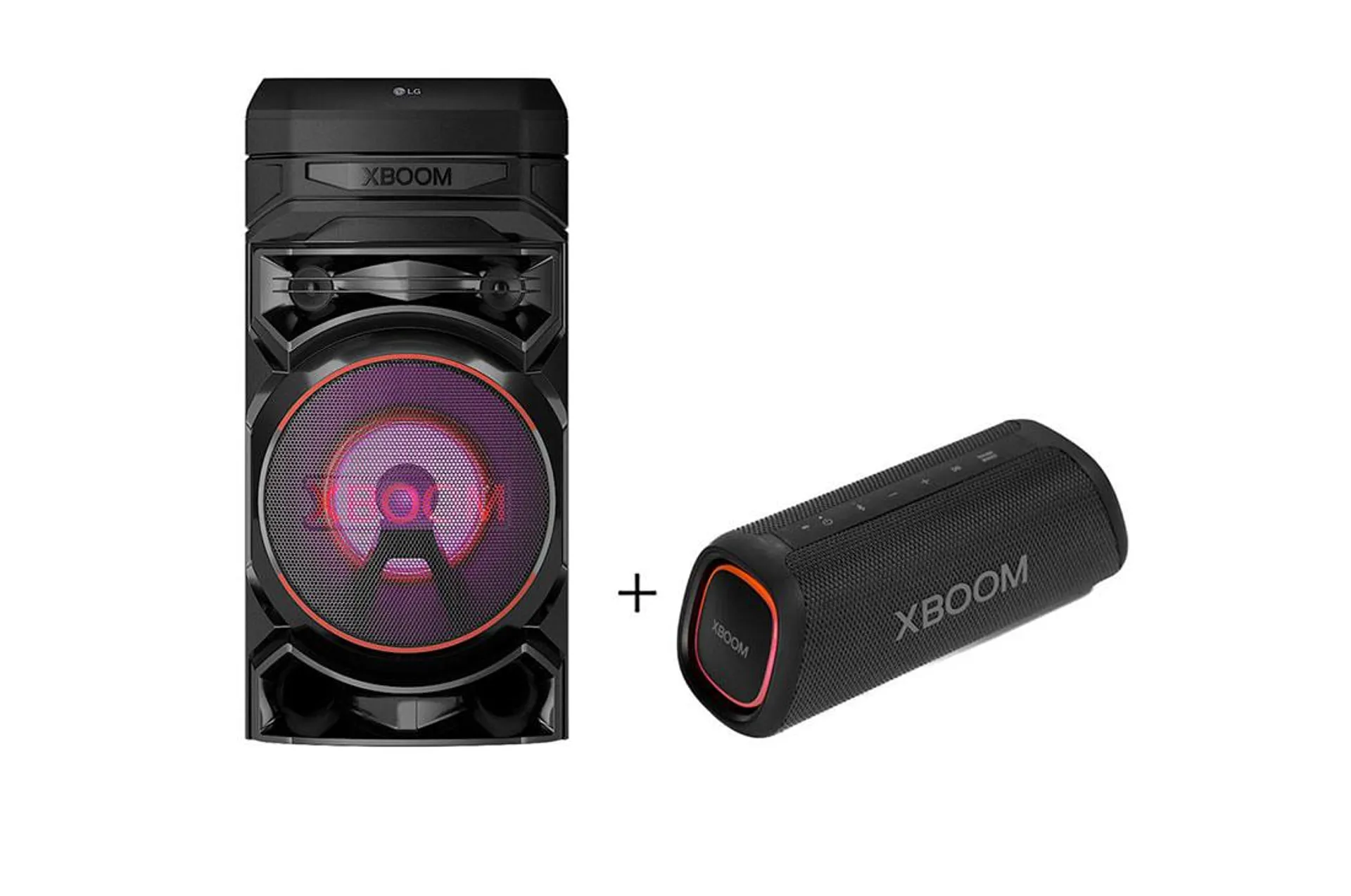 Combo Caixa de Som Acústica LG XBOOM RNC5 + Caixa de Som Portátil LG XBOOM Go XG5