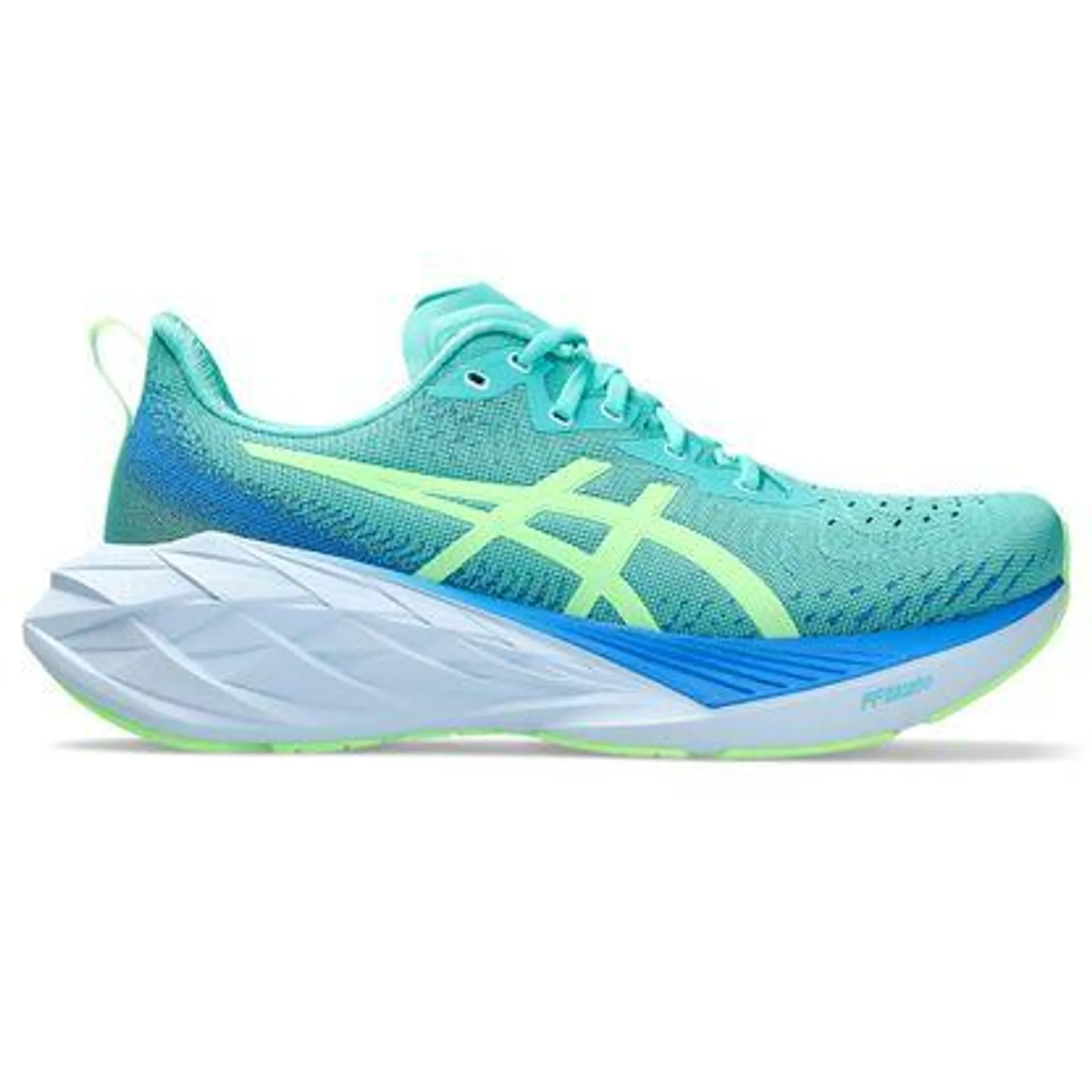 Tênis ASICS Novablast 4 Lite-Show - Masculino - Verde com Azul e Turquesa