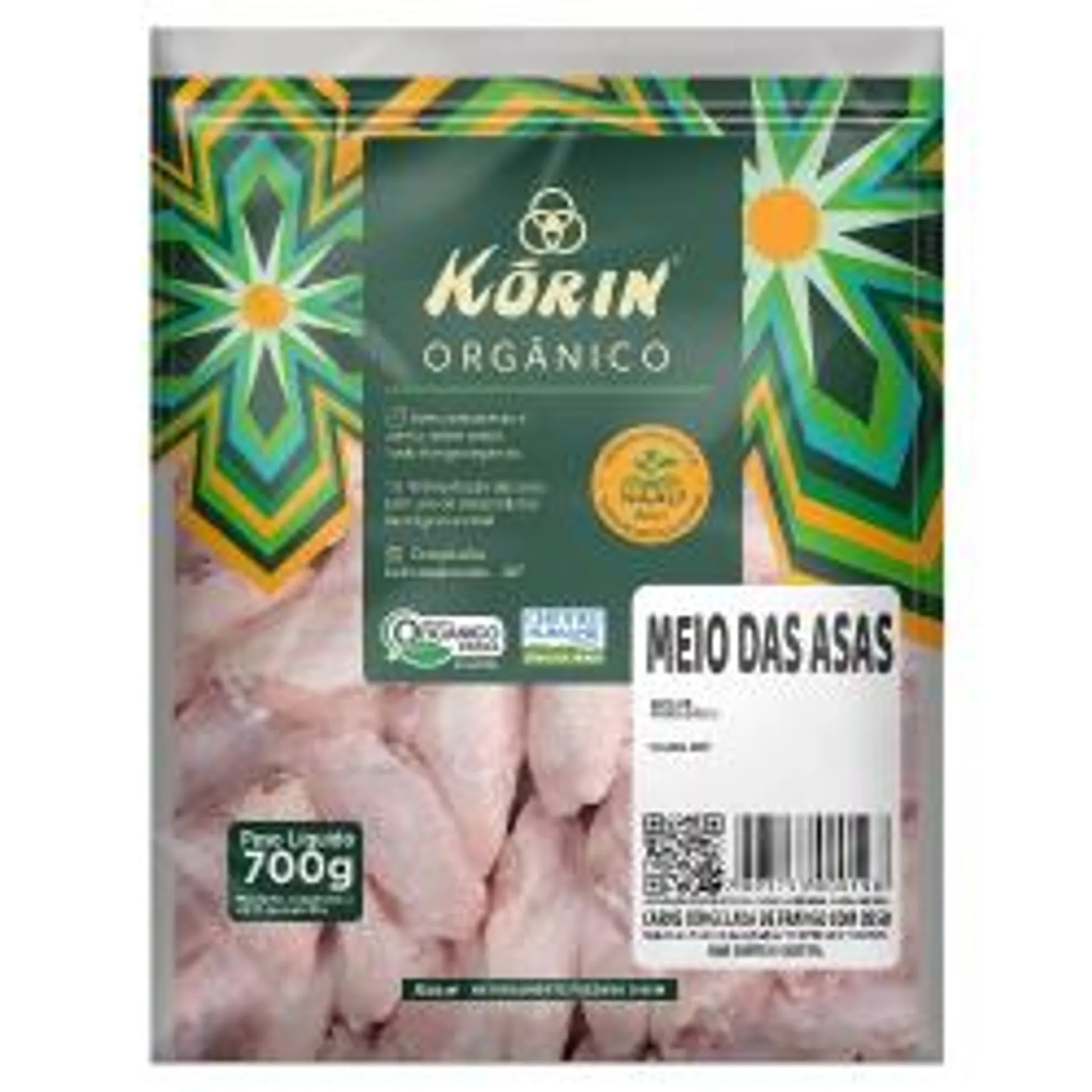 Carne Meio Da Asa De Frango Congelada Orgânico Korin 700g