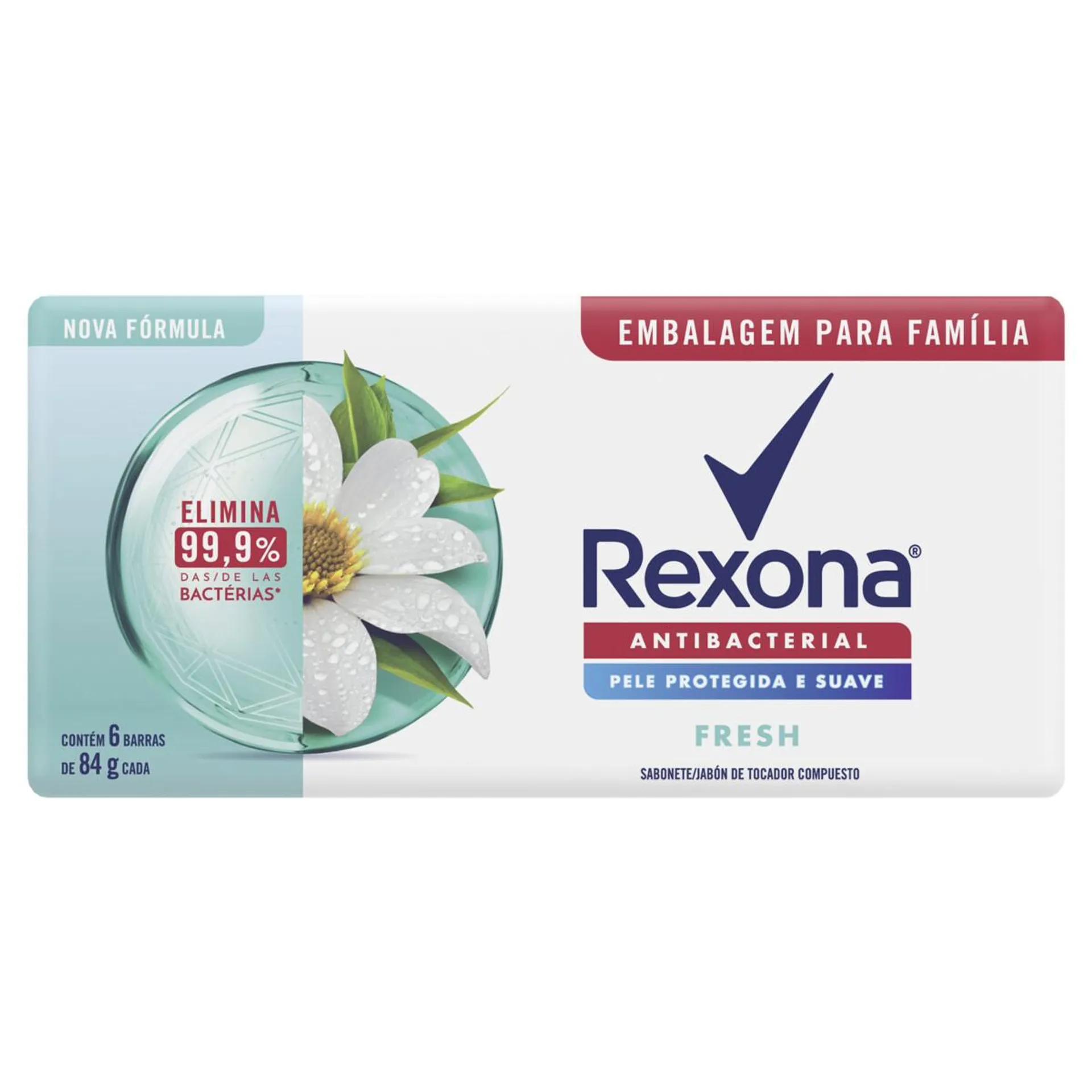 Sabonete Rexona Antibacterial Fresh 84g C/ 6 Unid. Leve + Por -