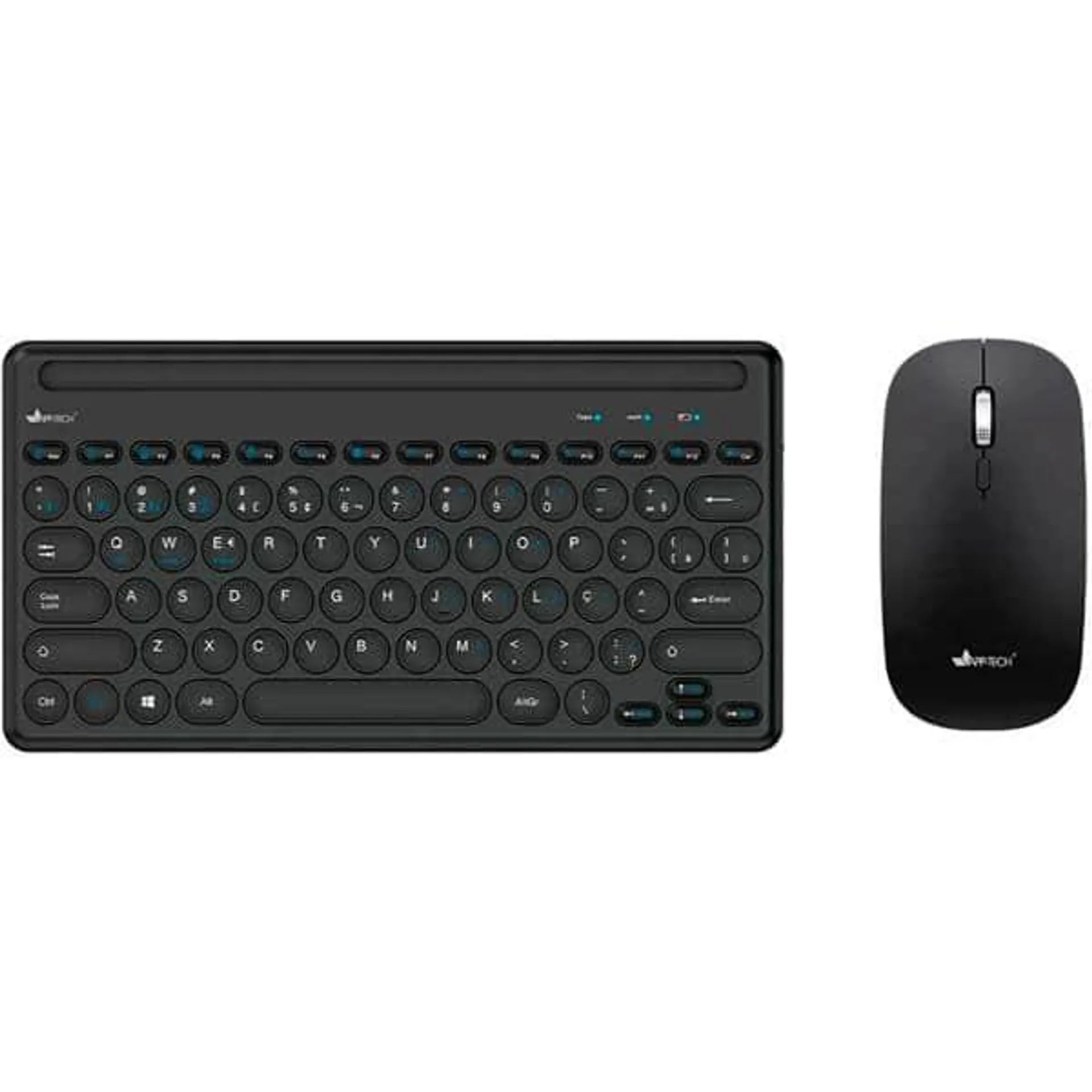 Kit Teclado e Mouse sem Fio Recarregável, Wireless e Bluetooth, Padrão ABNT2, Preto, KMWRB500, APP-TECH - CX 1 UN