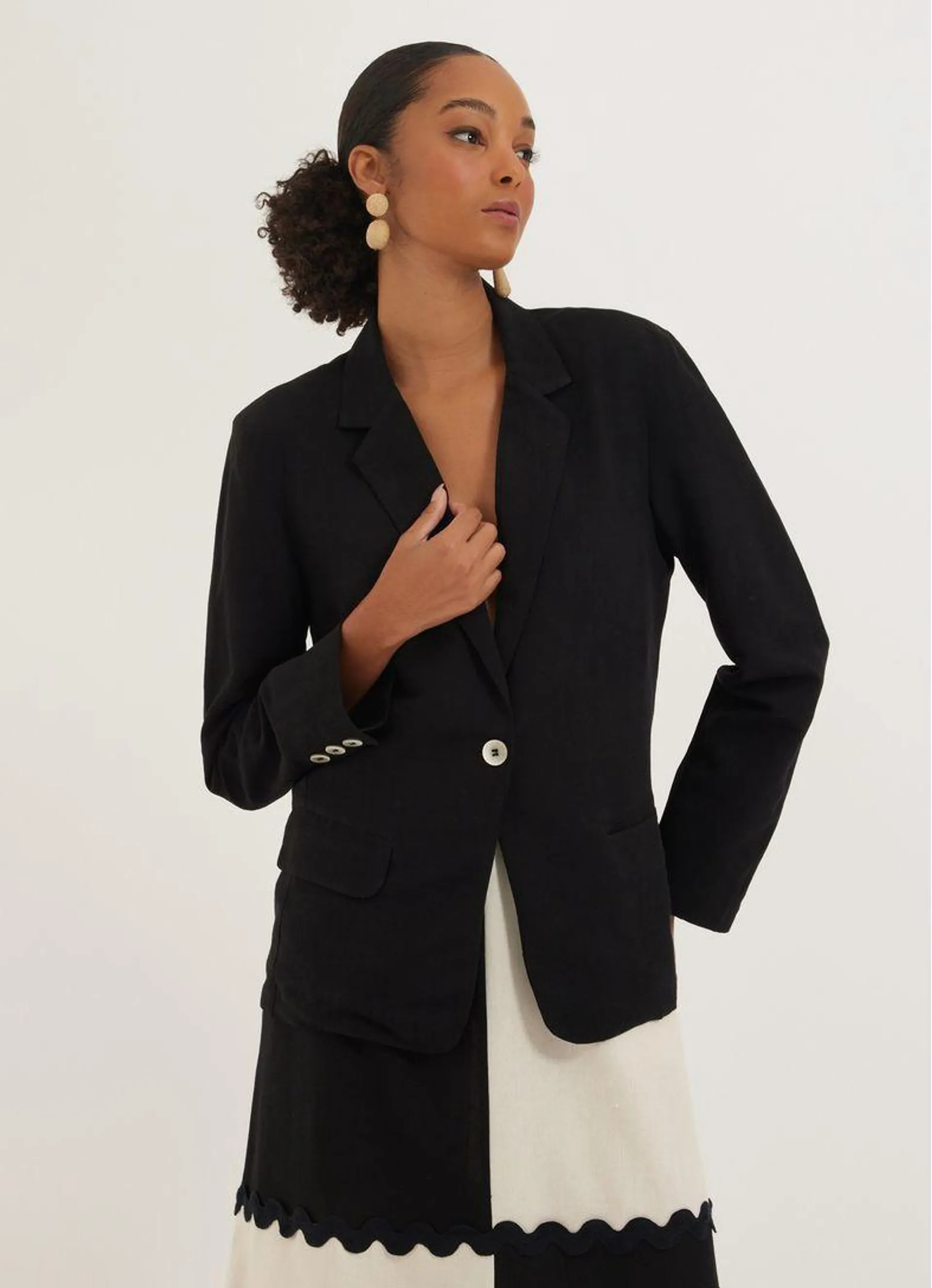 Blazer linho alfaiataria preto