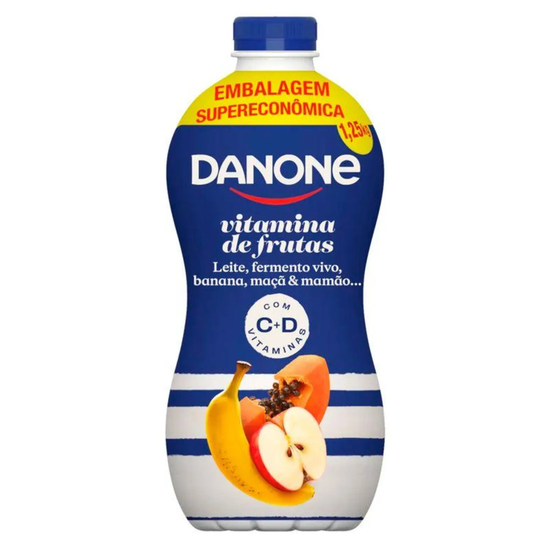 Iogurte Parcialmente Desnatado Danone Vitamina de Frutas Garrafa 1.25Kg Embalagem Supereconômica