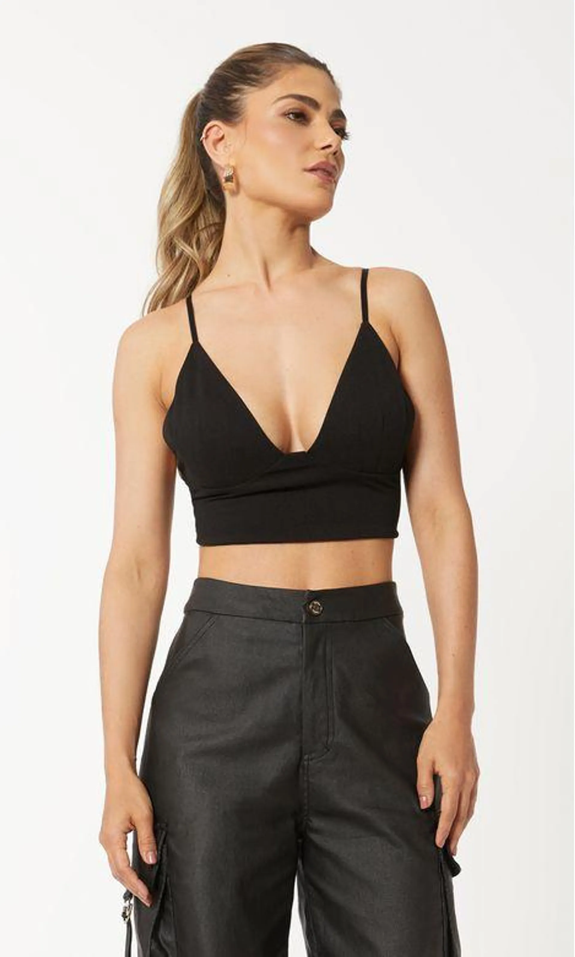 Cropped Bojo Malha Barbatana - Preto