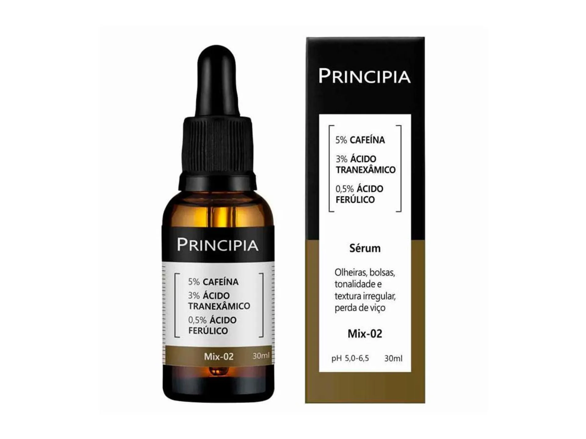 Sérum Facial Principia Mix-02 Cafeína + Ácido Tranexâmico + Ácido Ferúlico 30ml