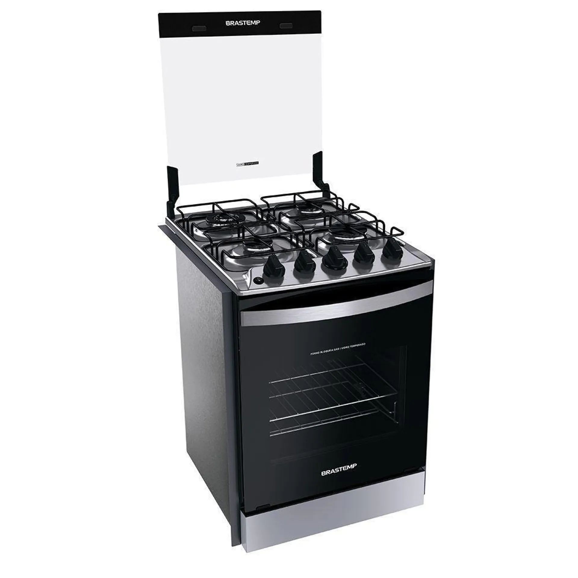 Fogão Brastemp De Embutir 4 Bocas Dupla Chama com Grades Individuais Inox Bivolt BYO4EBR