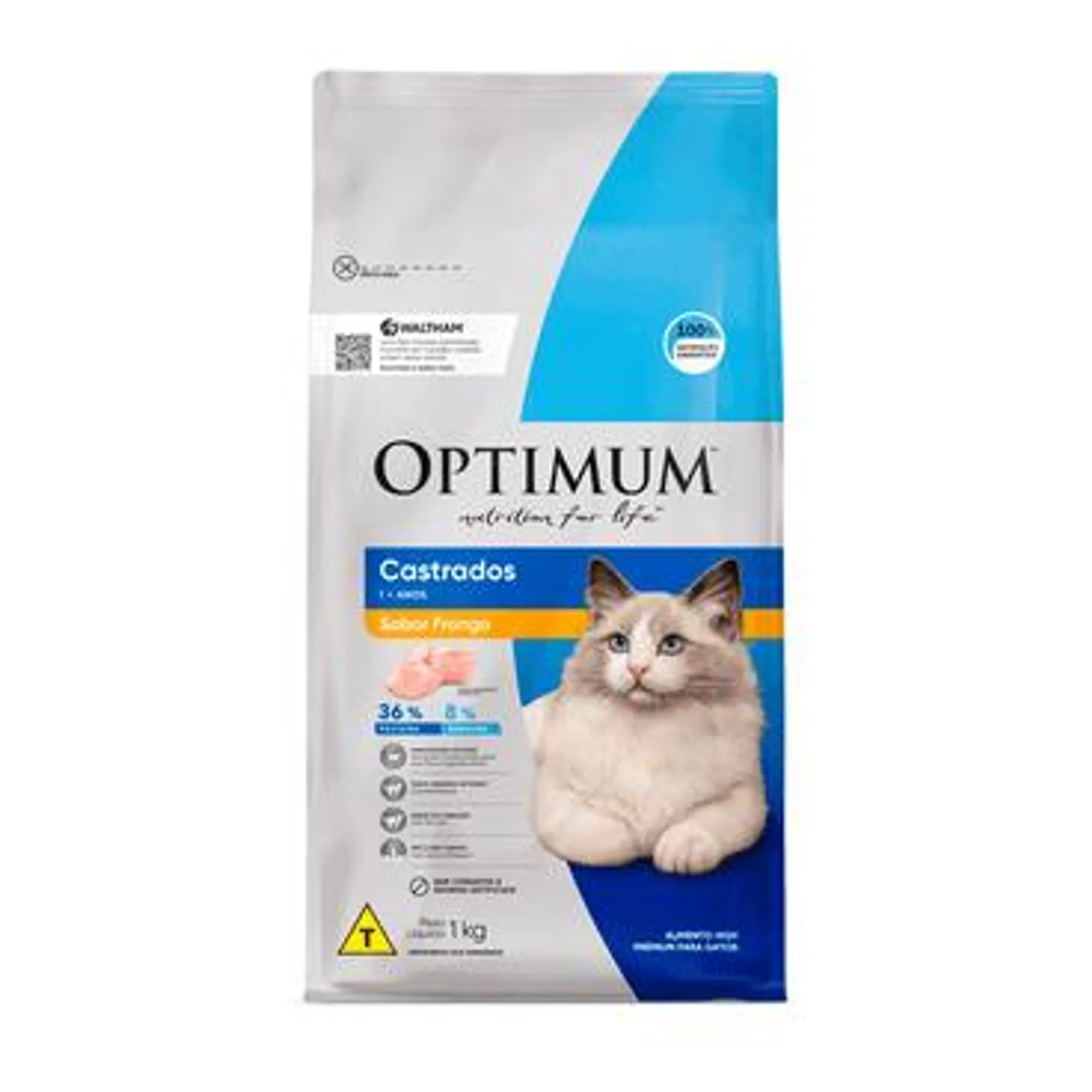 Ração Optimum para Gatos Adultos Castrados Frango 1 kg