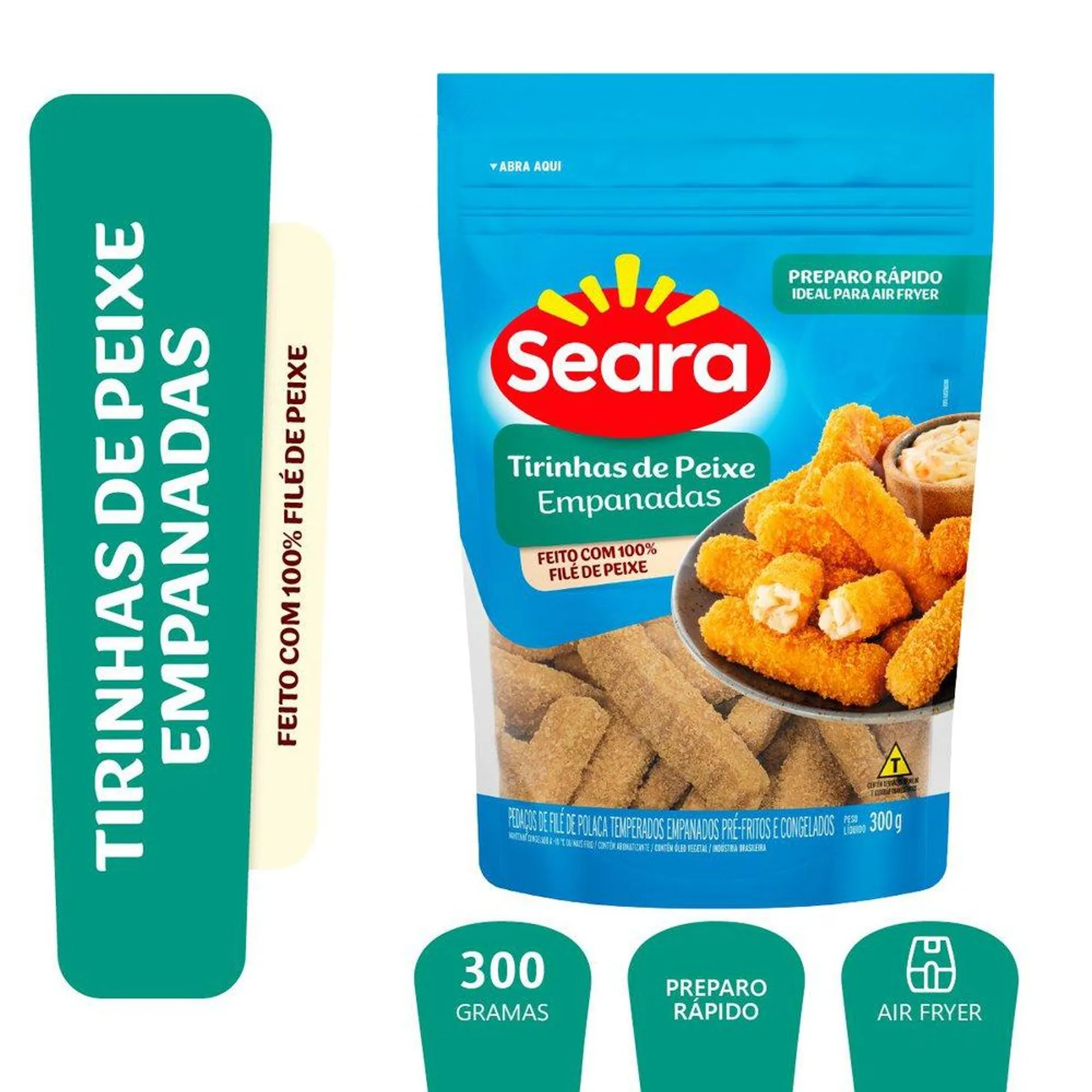 Tirinhas de peixe empanadas Seara Pescados 300g