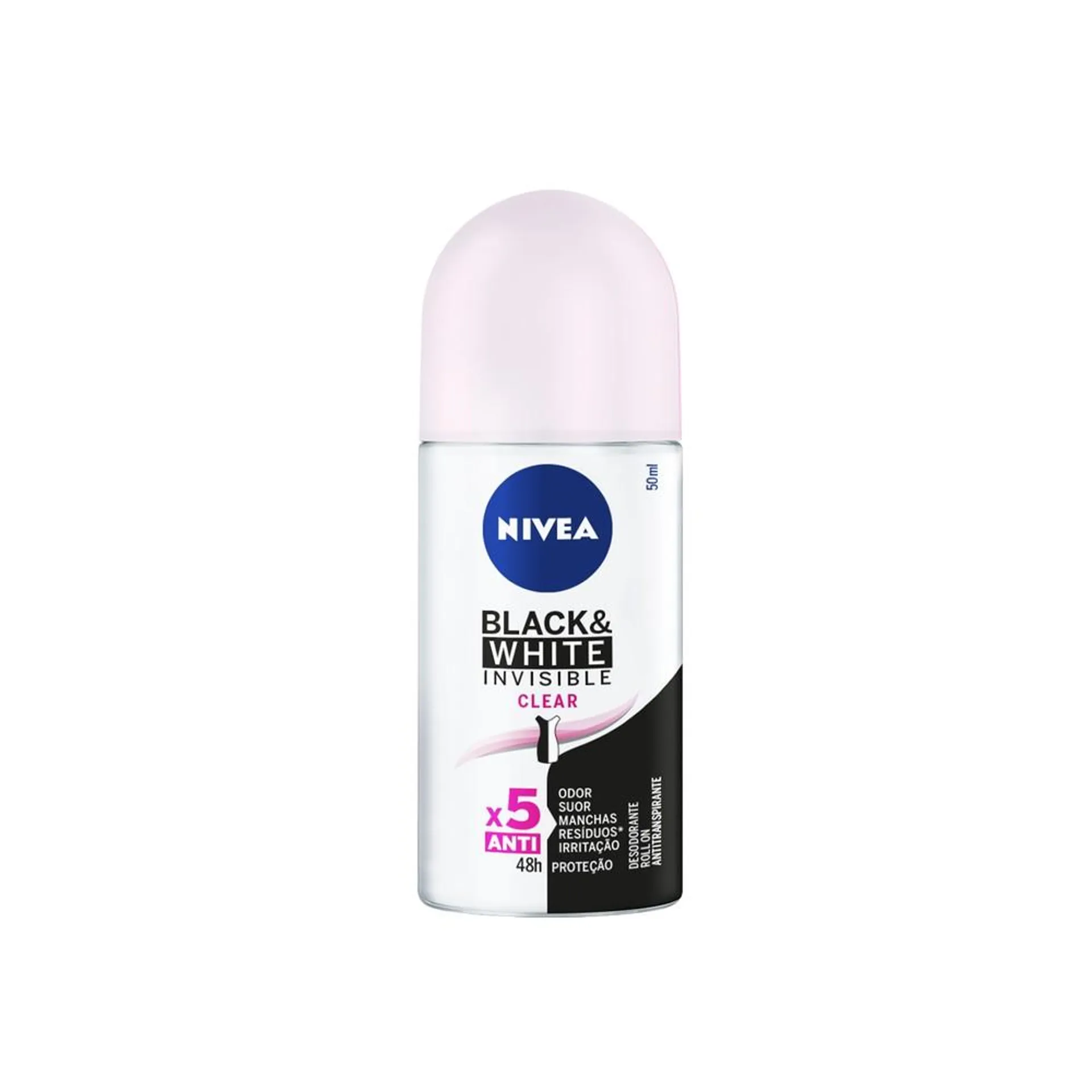 Desodorante Antitranspirante Nivea Roll On Invisible Black & White Clear 50ml