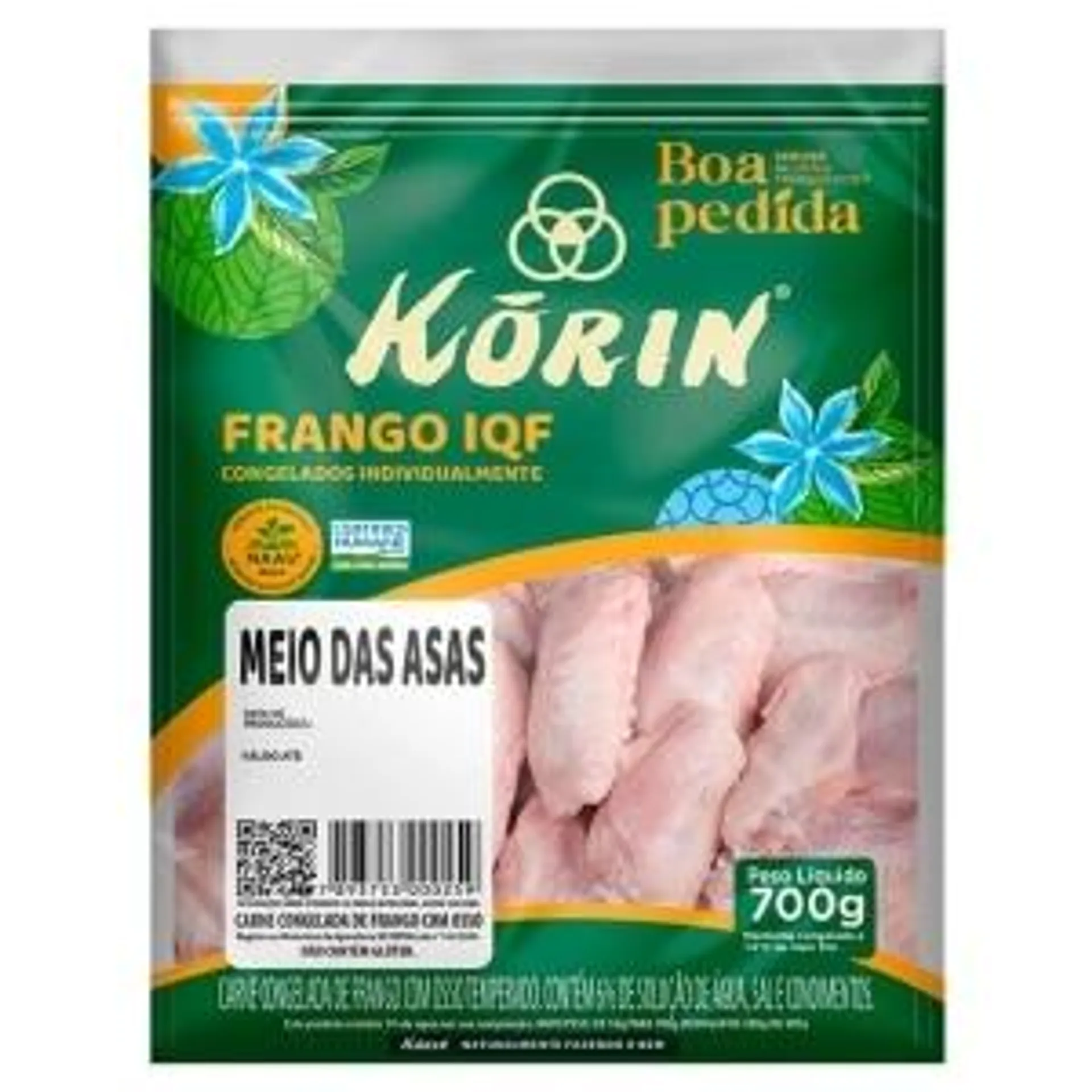 Meio da Asa de Frango Korin IQF 700g