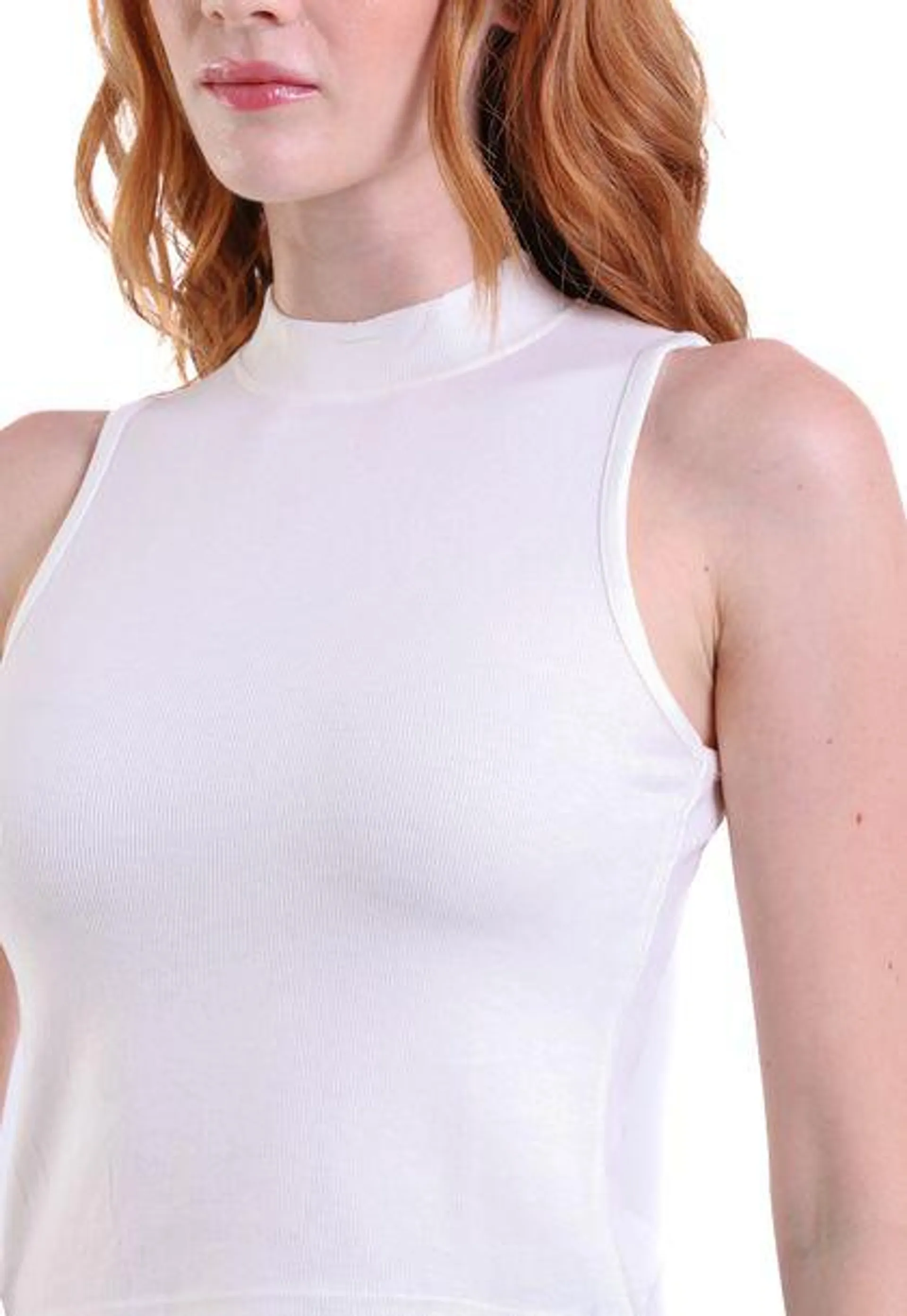 Regata Feminina com Gola Canelada Trendz Off White