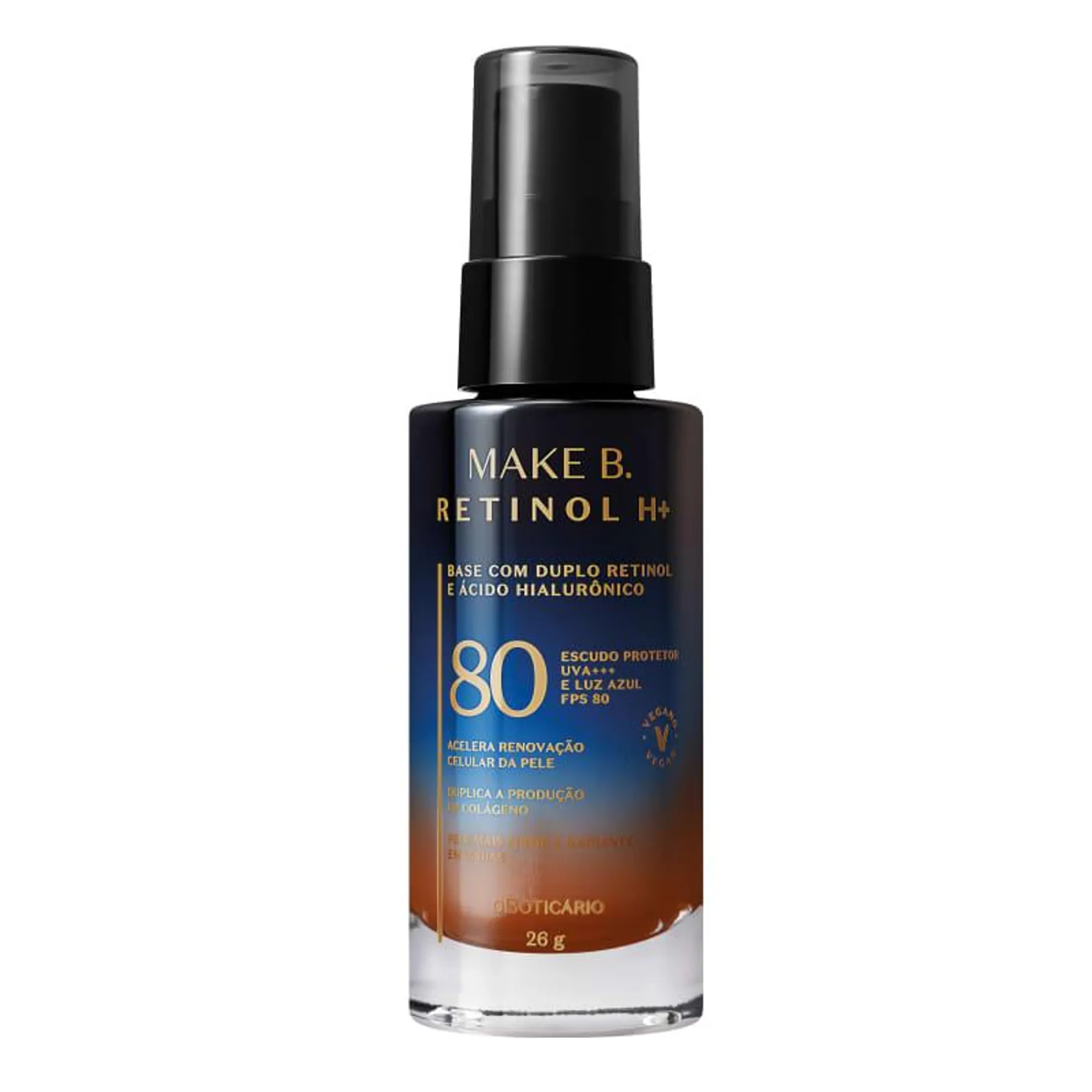 Base Líquida Cor 75 com FPS 80 Make B. Retinol H+ 26g