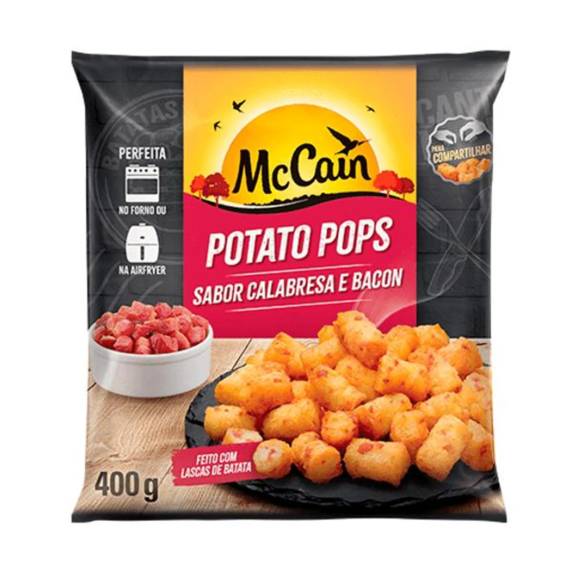 Batata pré-frita congelada Mc Cain Pops Calabresa 400g