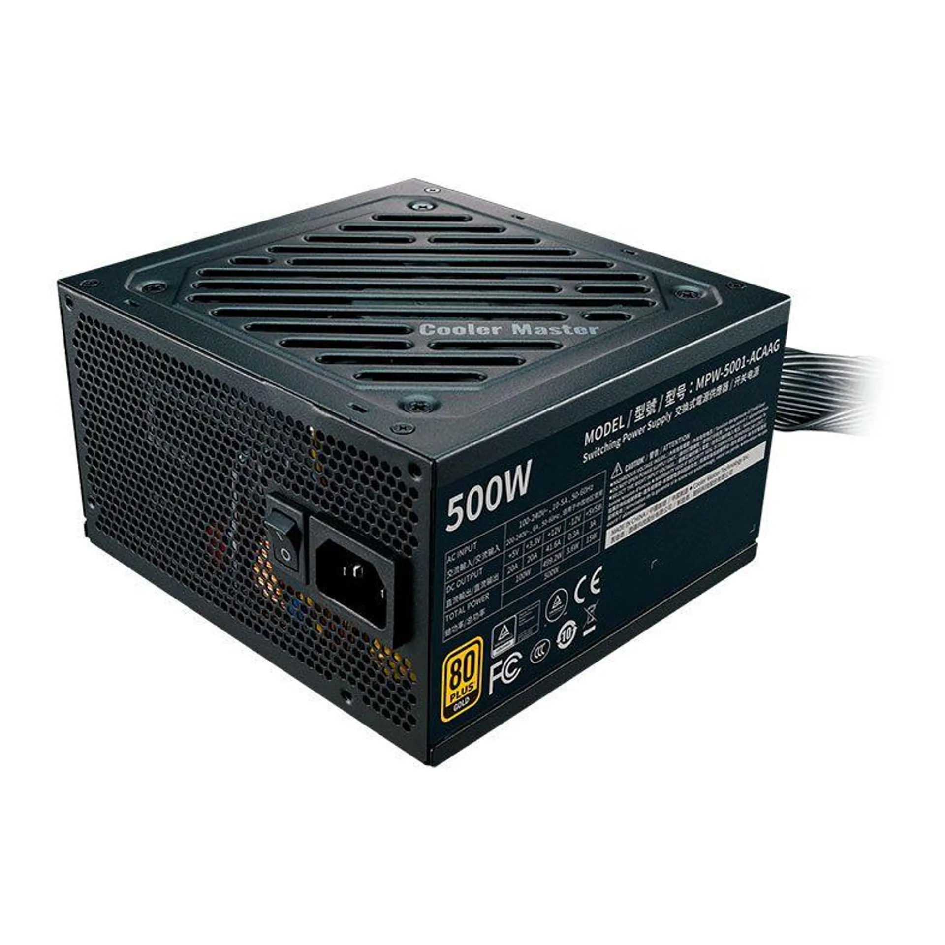 Fonte Cooler Master G500 Gold, 500W, 80 Plus Gold, Preto, MPW-5001-ACAAG-BR