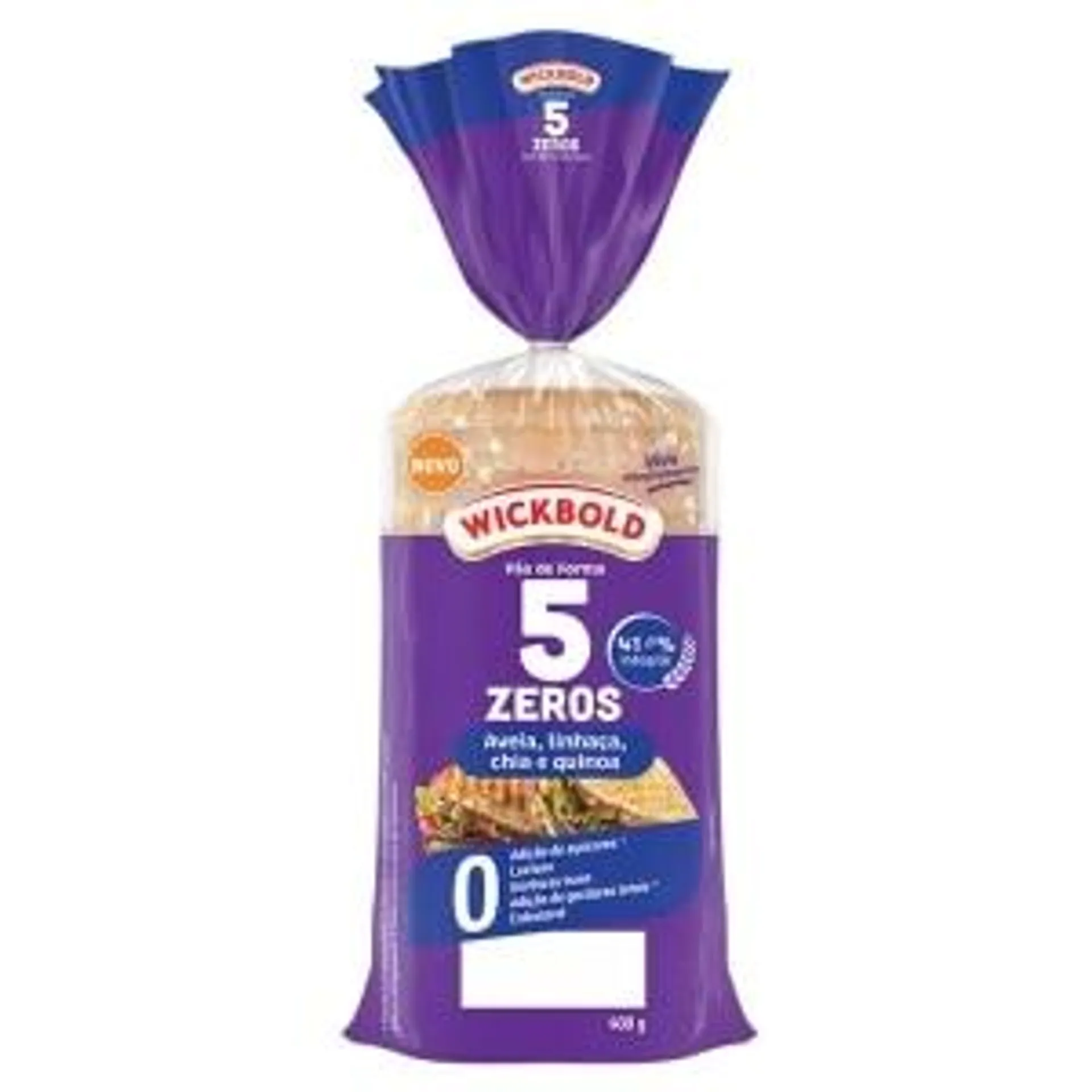 Pão de Forma Wickbold 5 Zeros Aveia, Linhaça, Chia e Quinoa 41,3% Integral 400g