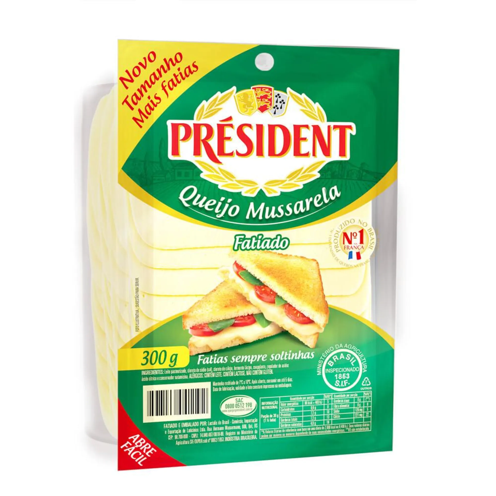 Queijo Muçarela President 300g Fatiada