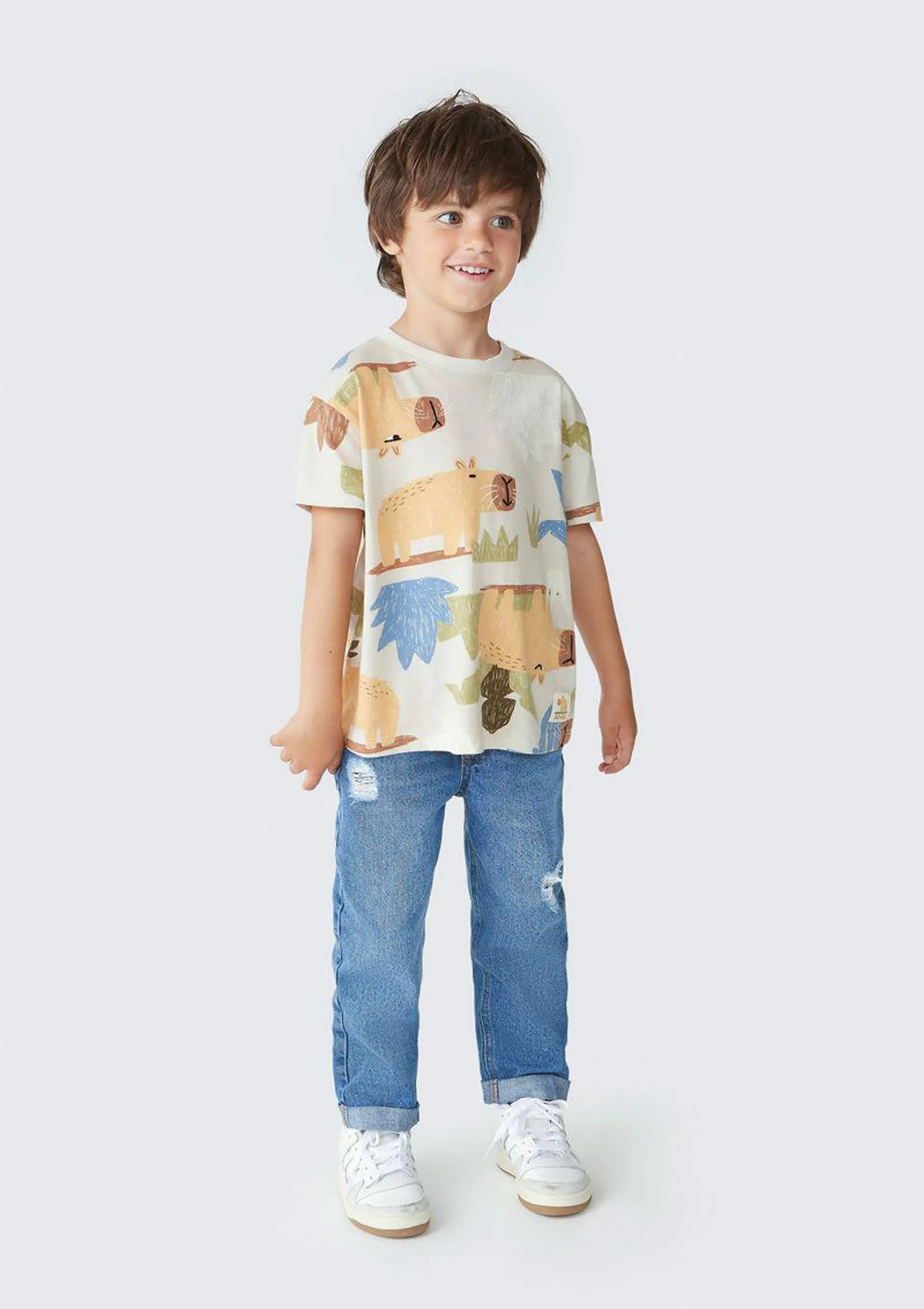 Camiseta Infantil Menino Toddler Oversized - Bege