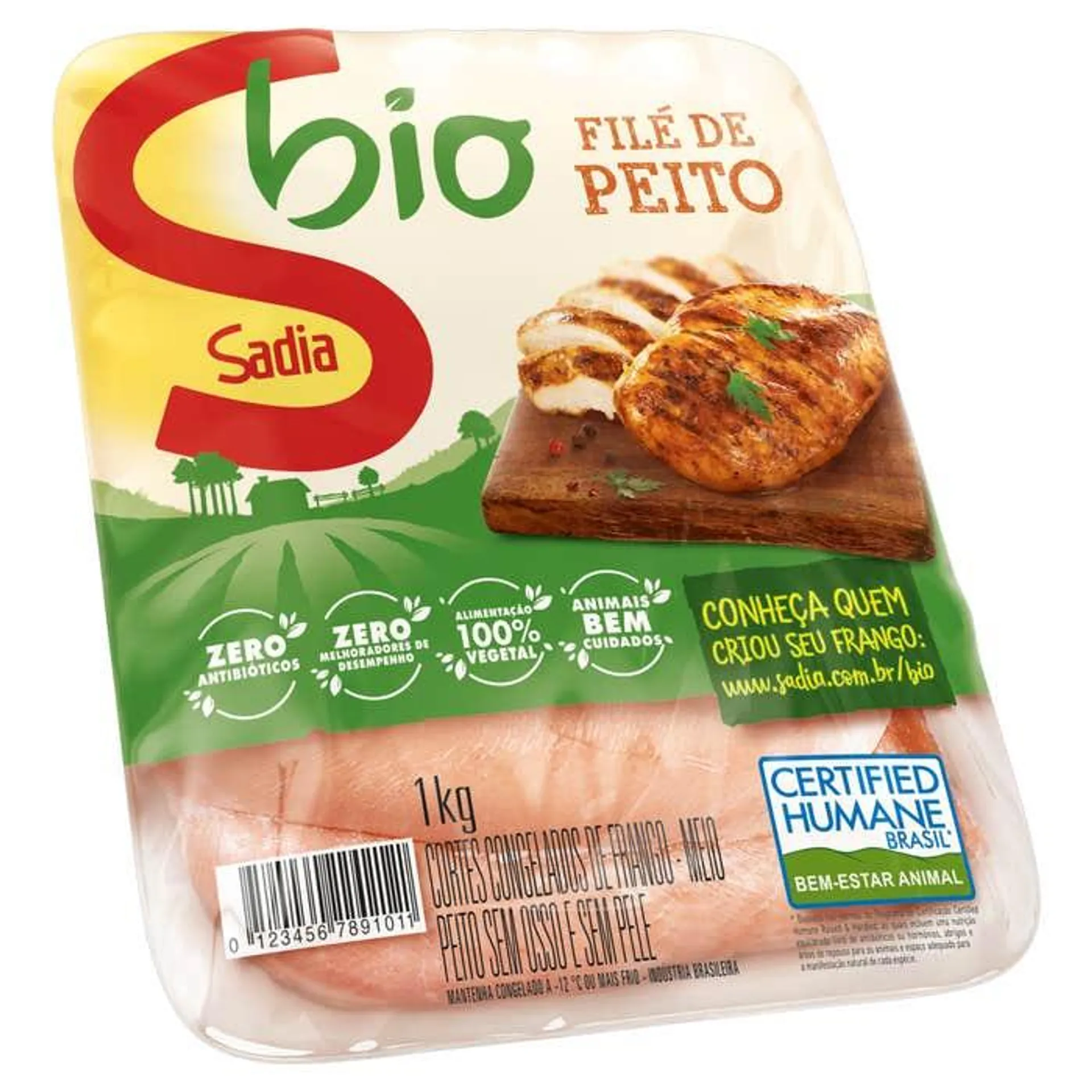 Filé De Peito De Frango Congelado Sem Pele Sem Osso Sadia Bio 1kg