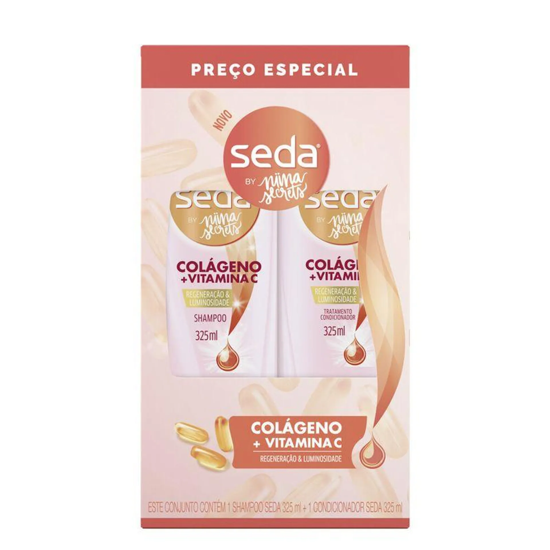 Shampoo e Condicionador Seda Colágeno Vitamin C 325ml Pr Esp