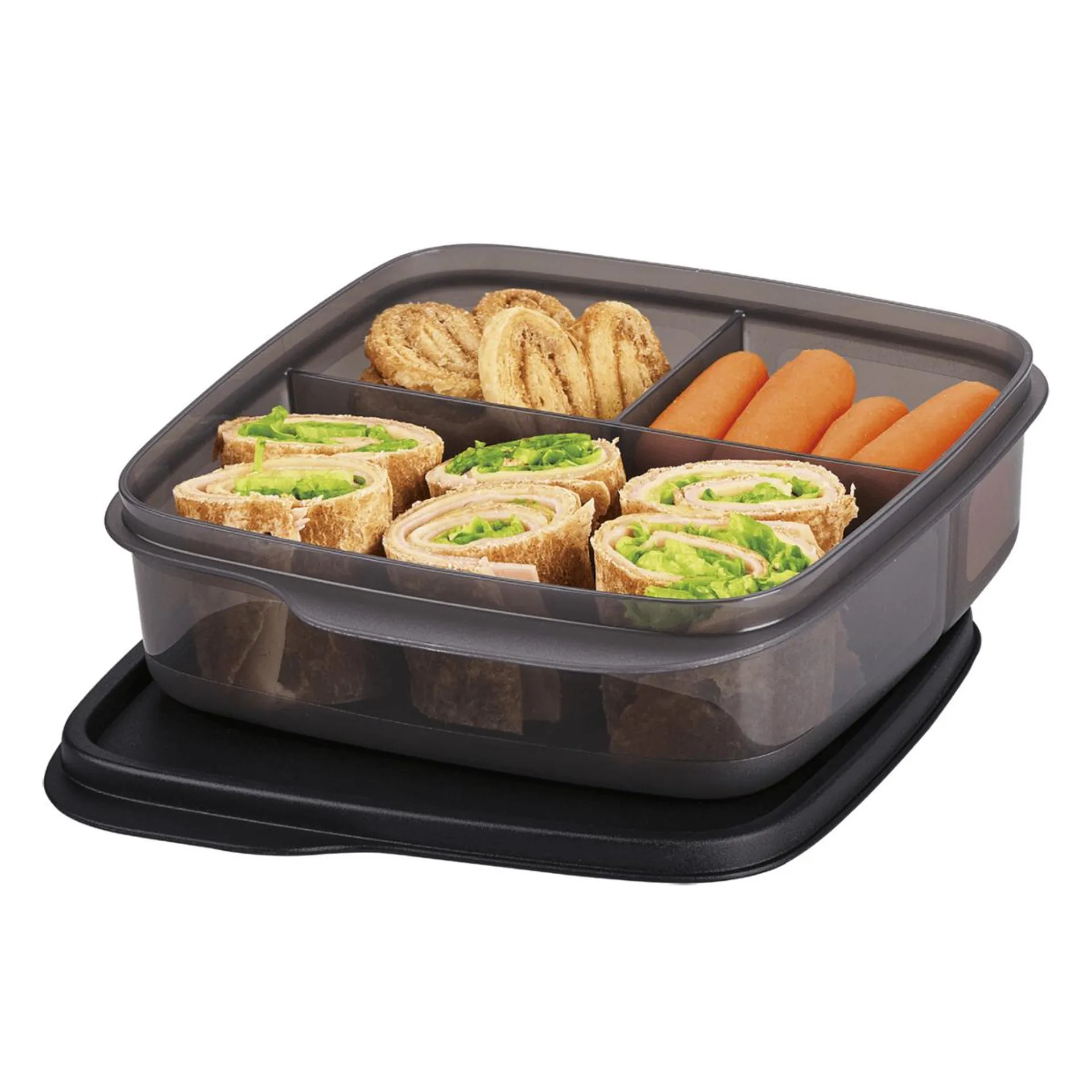 Pote Hermético Basic Line C Divisória Tupperware 550ml Preto