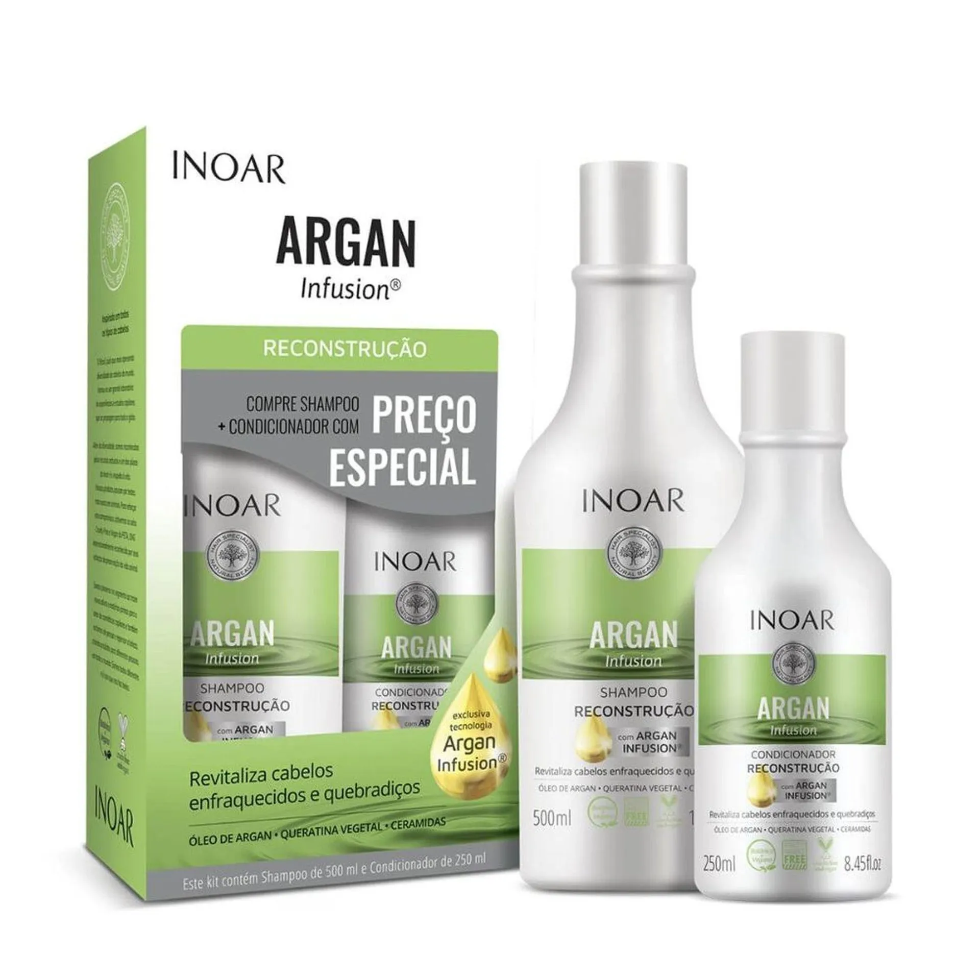 Promopack Inoar Argan Reconstrucao Shampoo 500Ml Condicionador 250Ml- Inoar