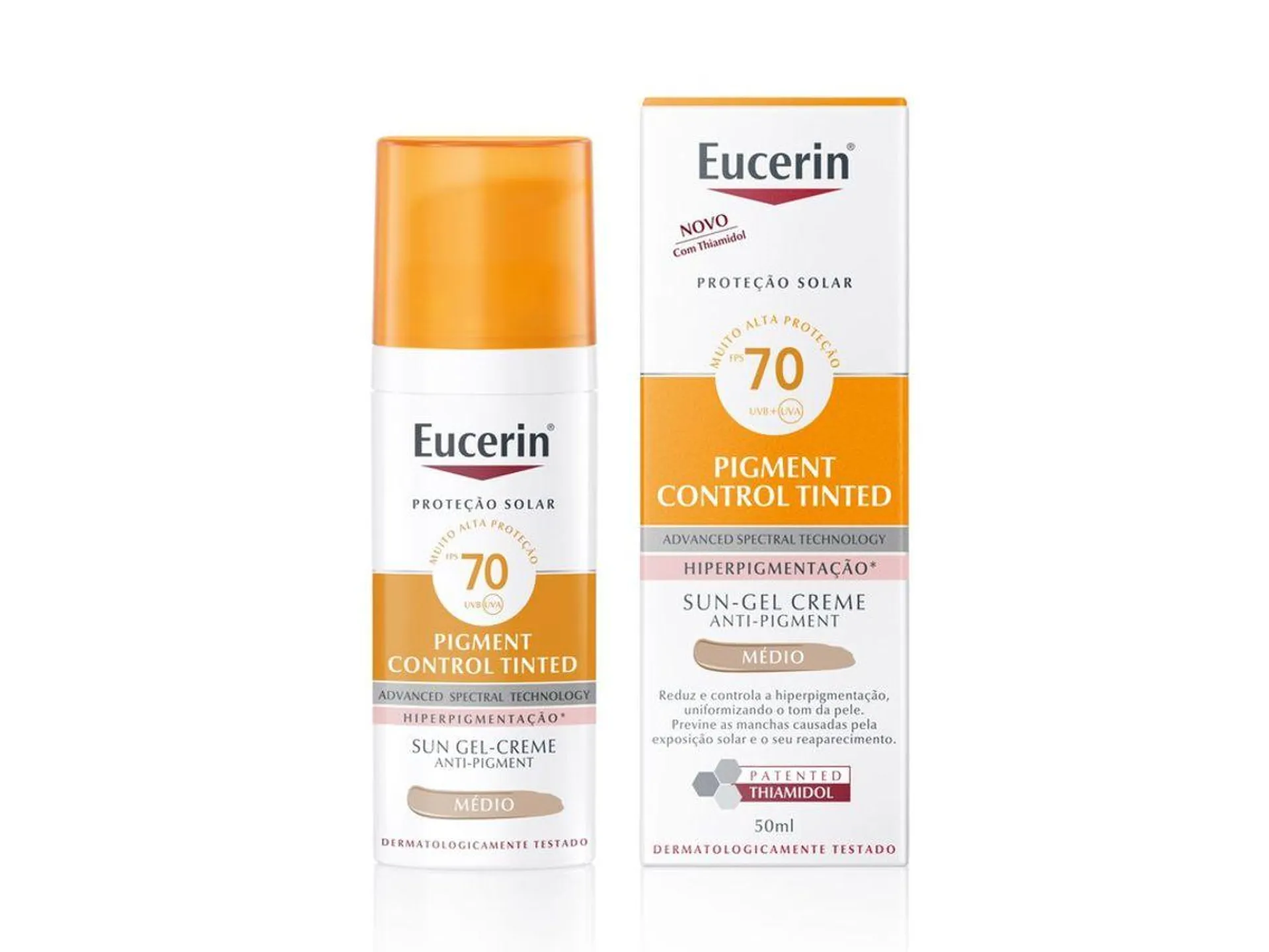 Protetor Solar Facial Eucerin Sun Pigment Control Tinted Médio FPS70 50ml