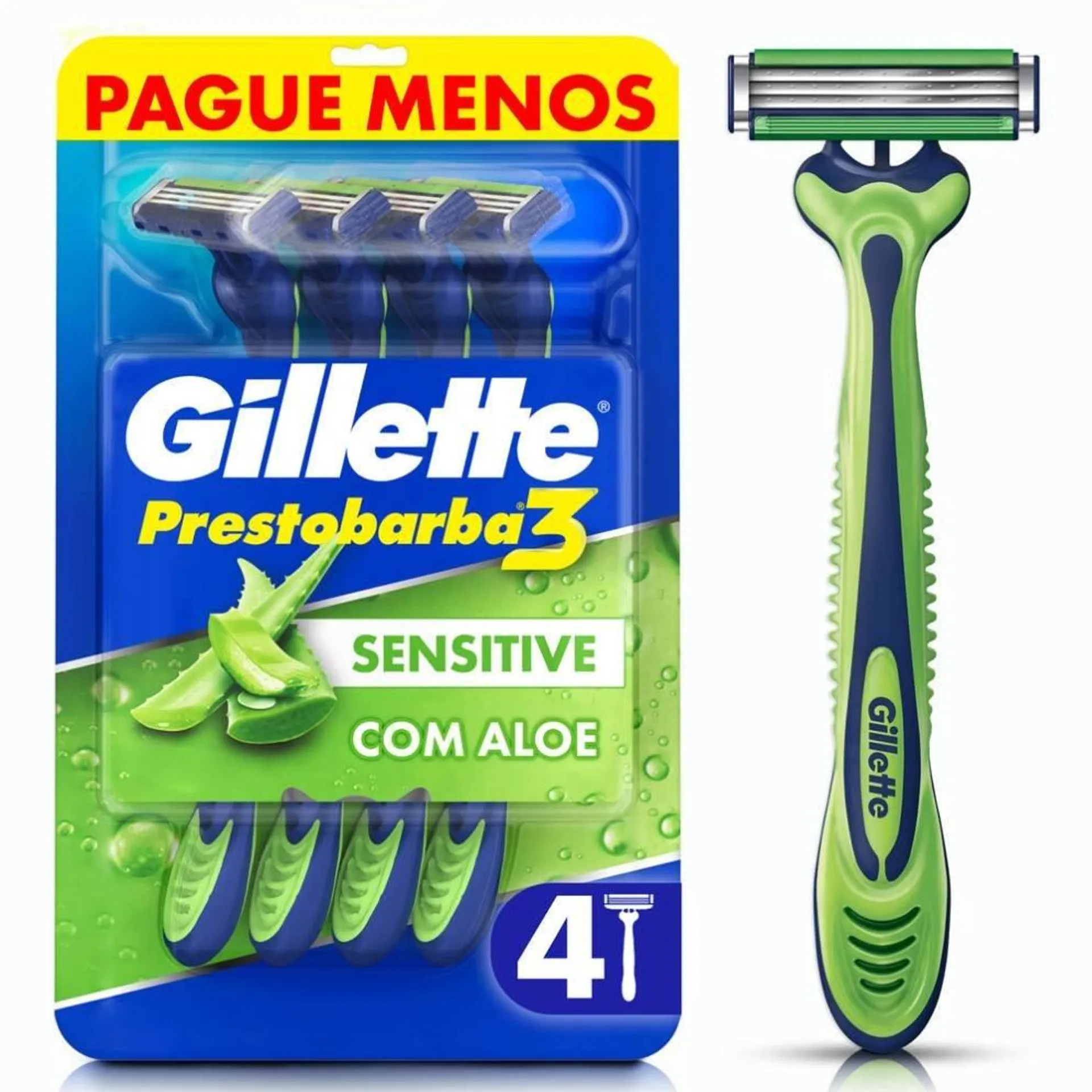 Aparelho De Barbear Descartável Gillette Prestobarba3 Sensitive Leve 4 Pague 3