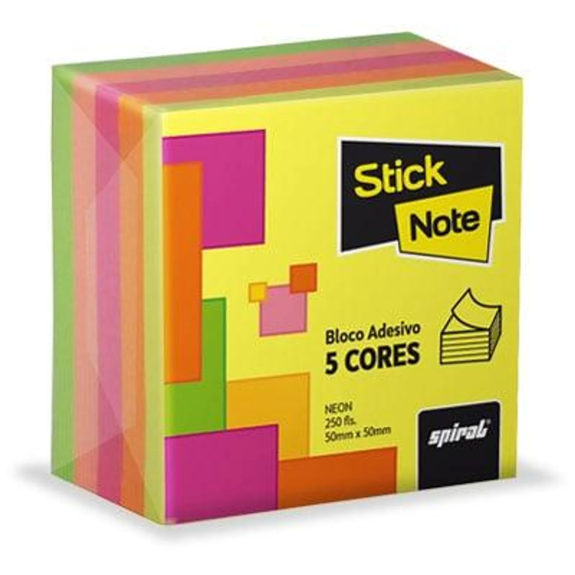 Bloco autoadesivo 50x50 neon cores c/250fls Stick Note PT 1 UN