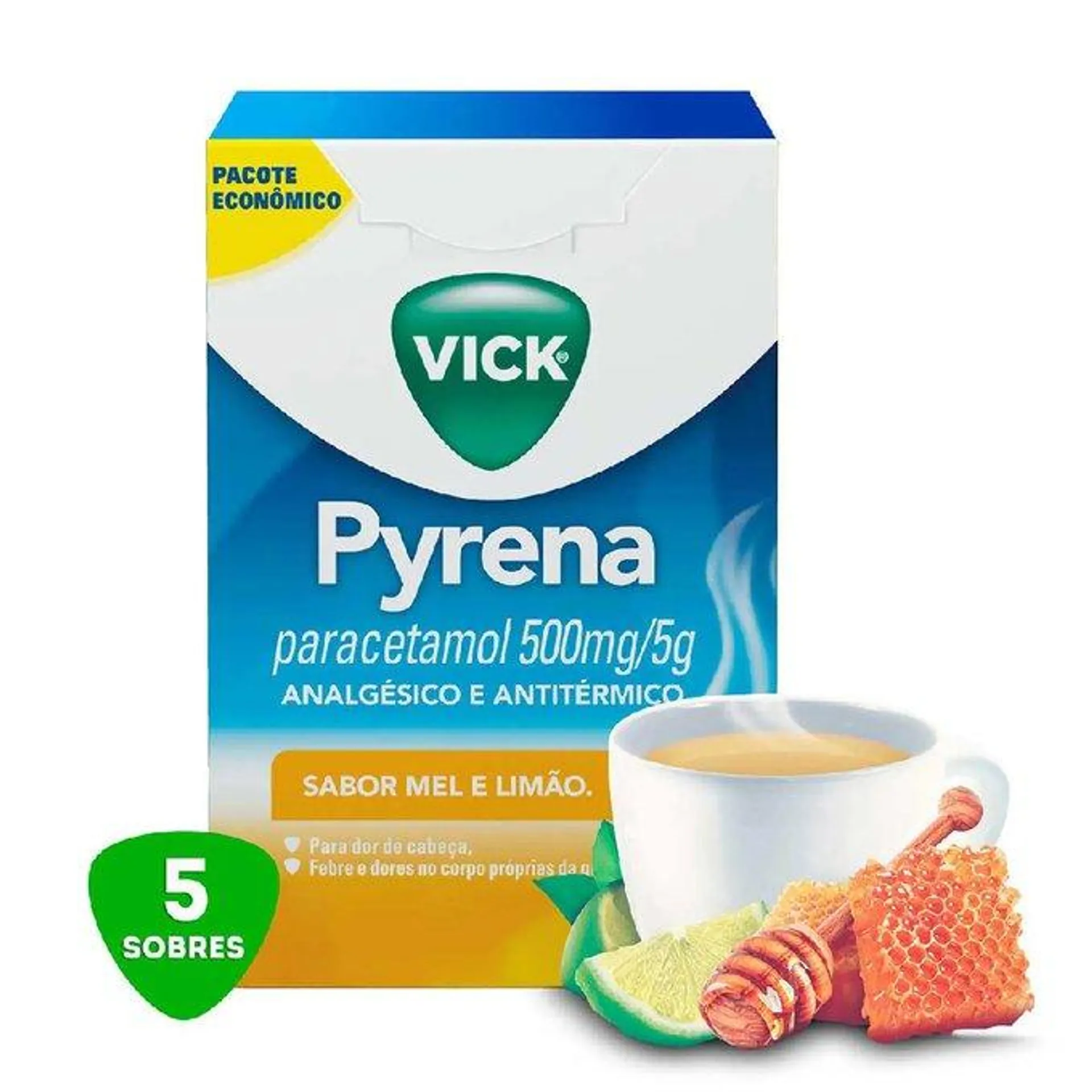 Chá Para Gripe Vick Pyrena Sabor Mel E Limão 5 Envelopes 5g Cada