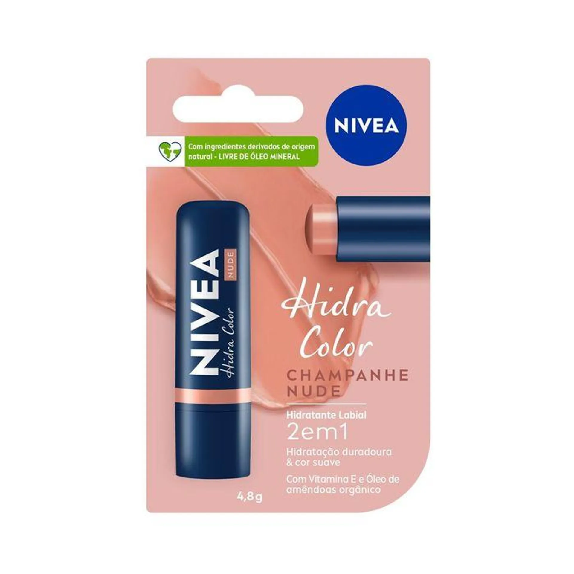 Nivea Hidratante Labial Hidra Color 2 em 1 Nude 4,8g