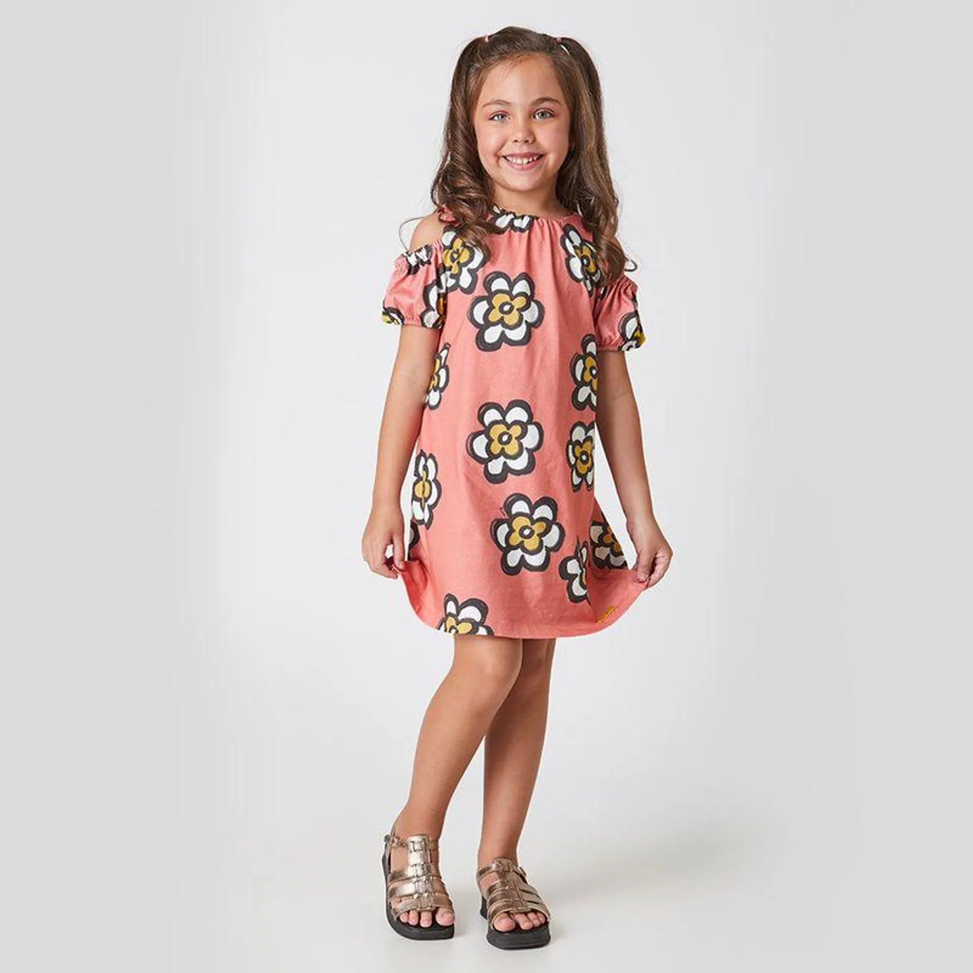 Vestido Infantil Green Flower Rosa