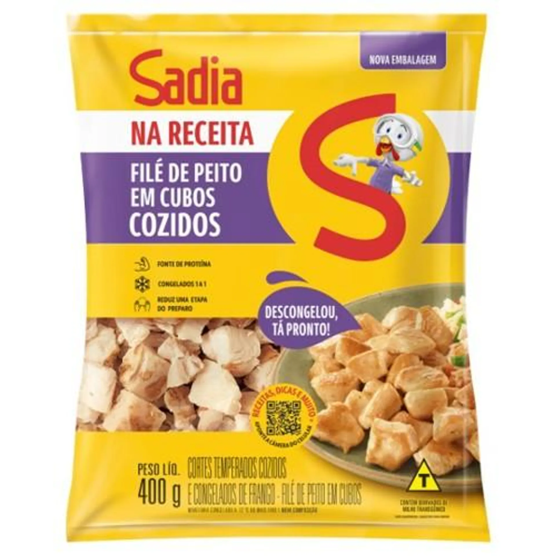 Peito de Frango em Cubos Temperado Cozido Sadia 400g