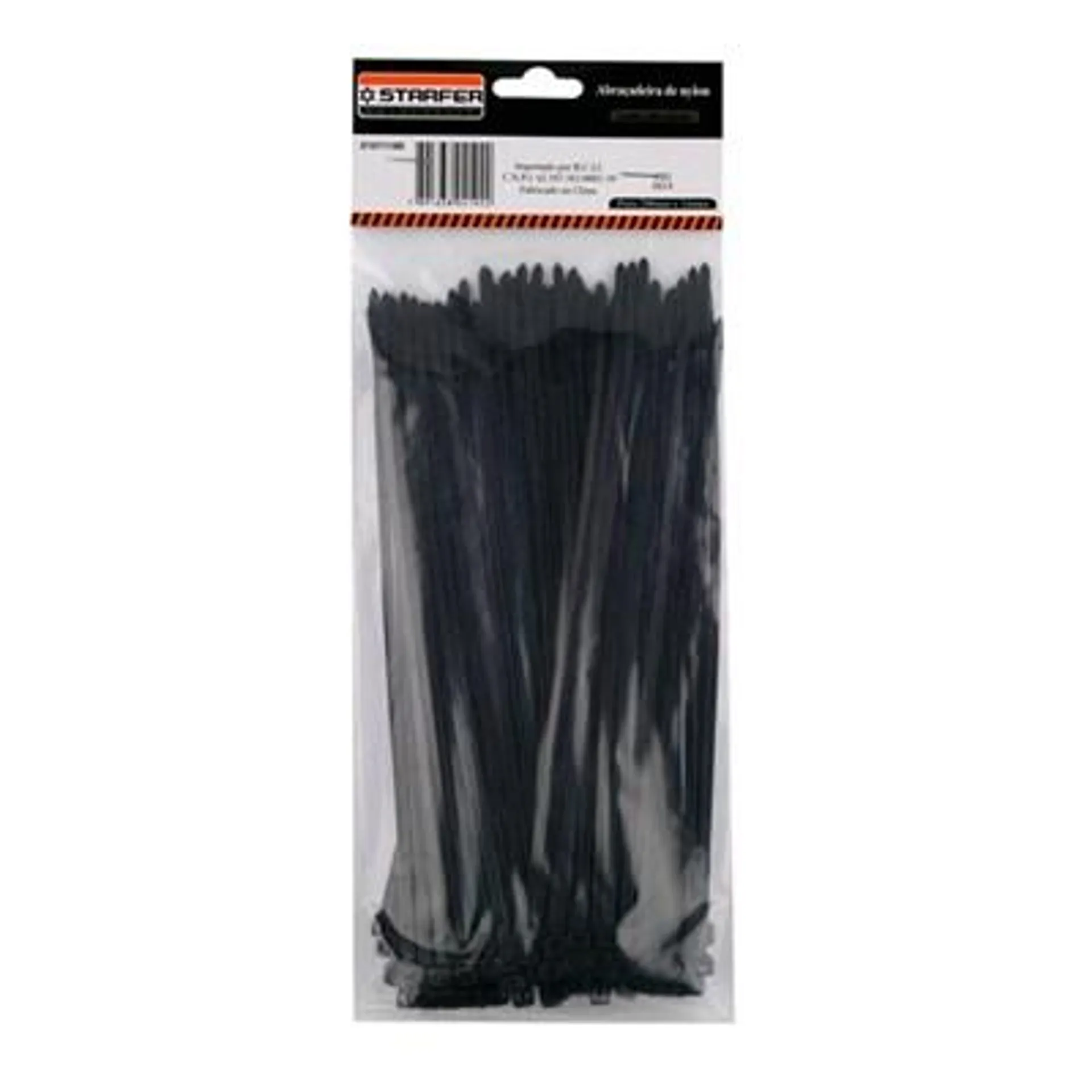 Abraçadeira de Nylon Preta 160x4,8mm Com 100 Peças - Starfer - Referência: 1011324