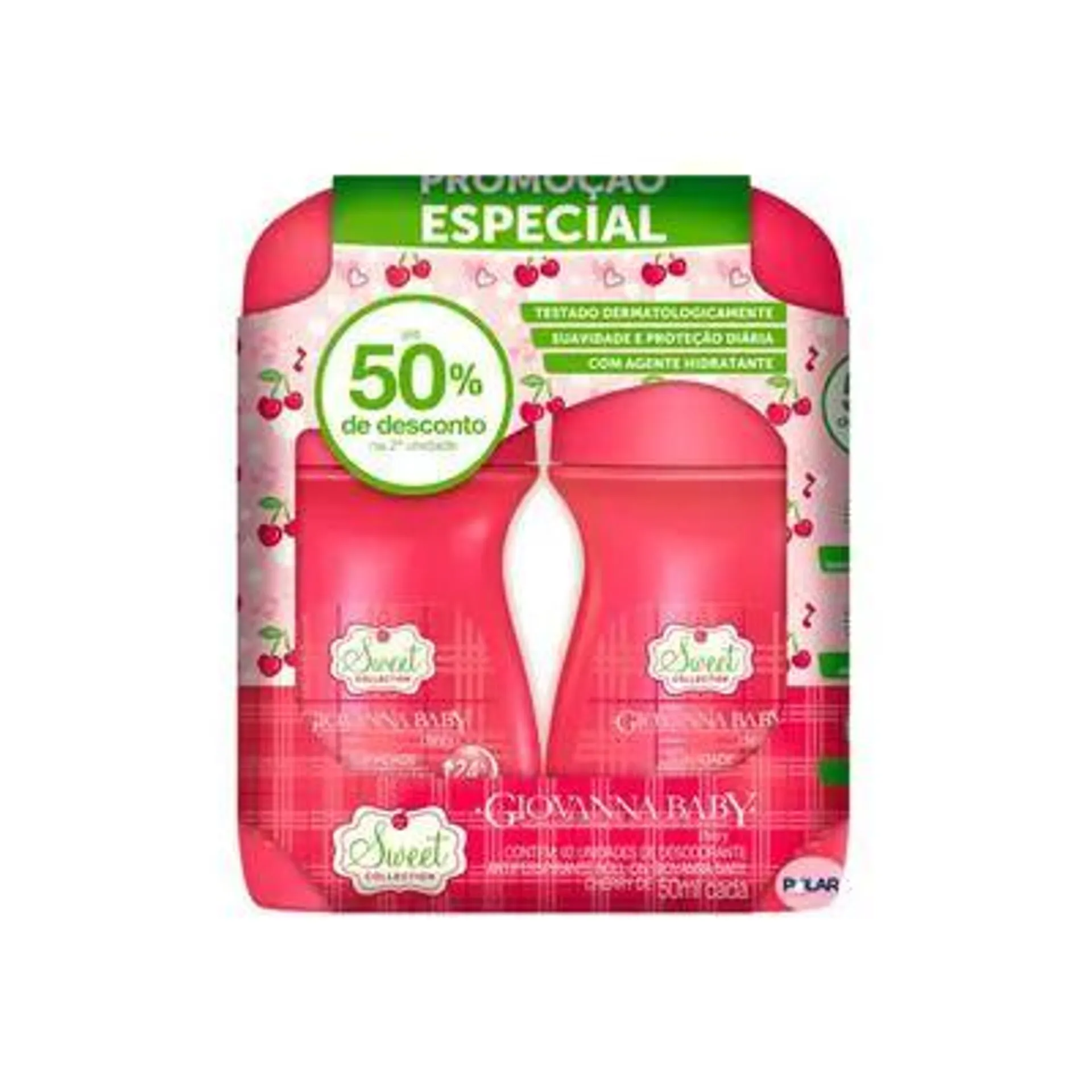 Kit Desodorante Giovanna Baby Roll On Cherry 50% desc na 2ªunidade