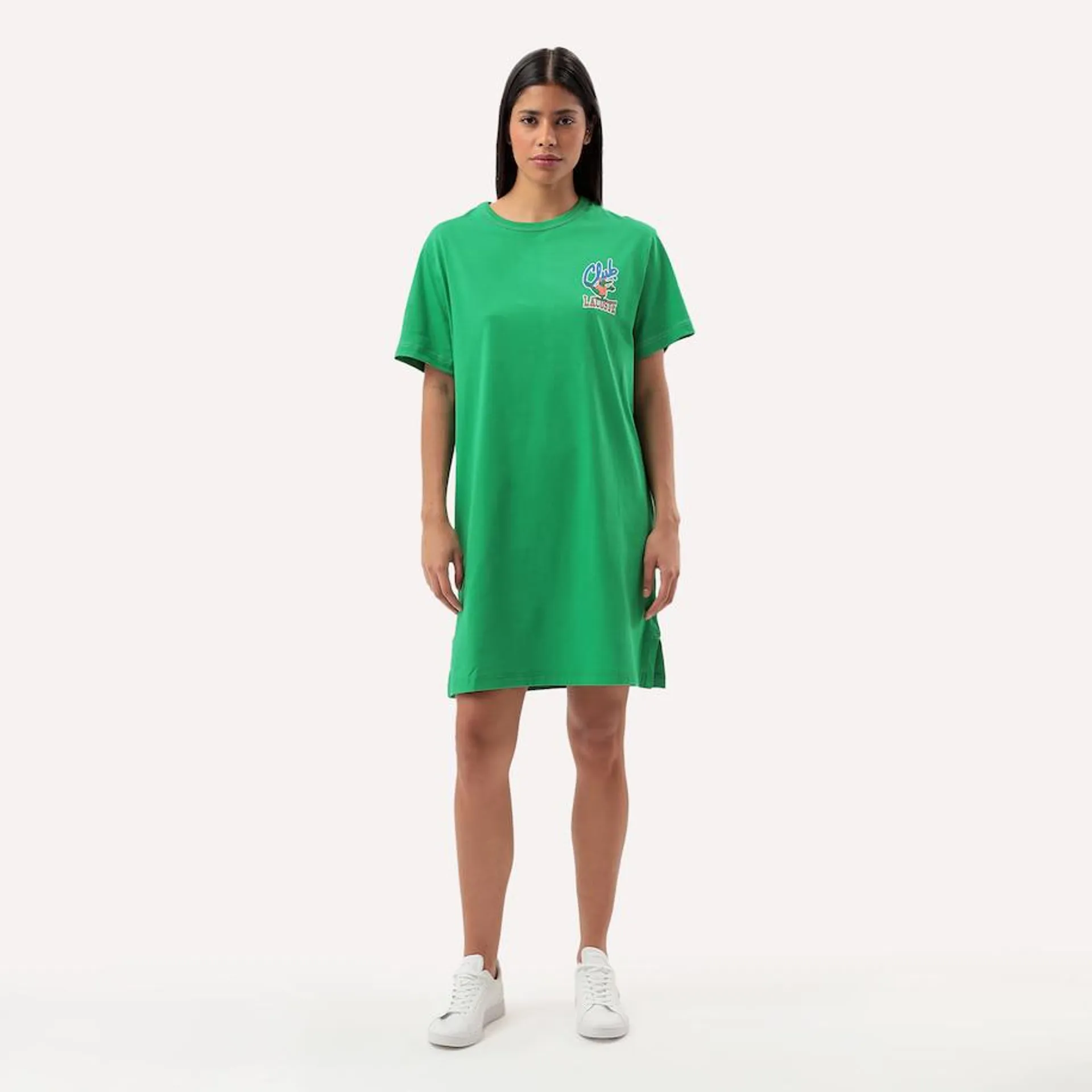 Vestido de Algodão com Mascote Lacoste Coleção Summer Pack