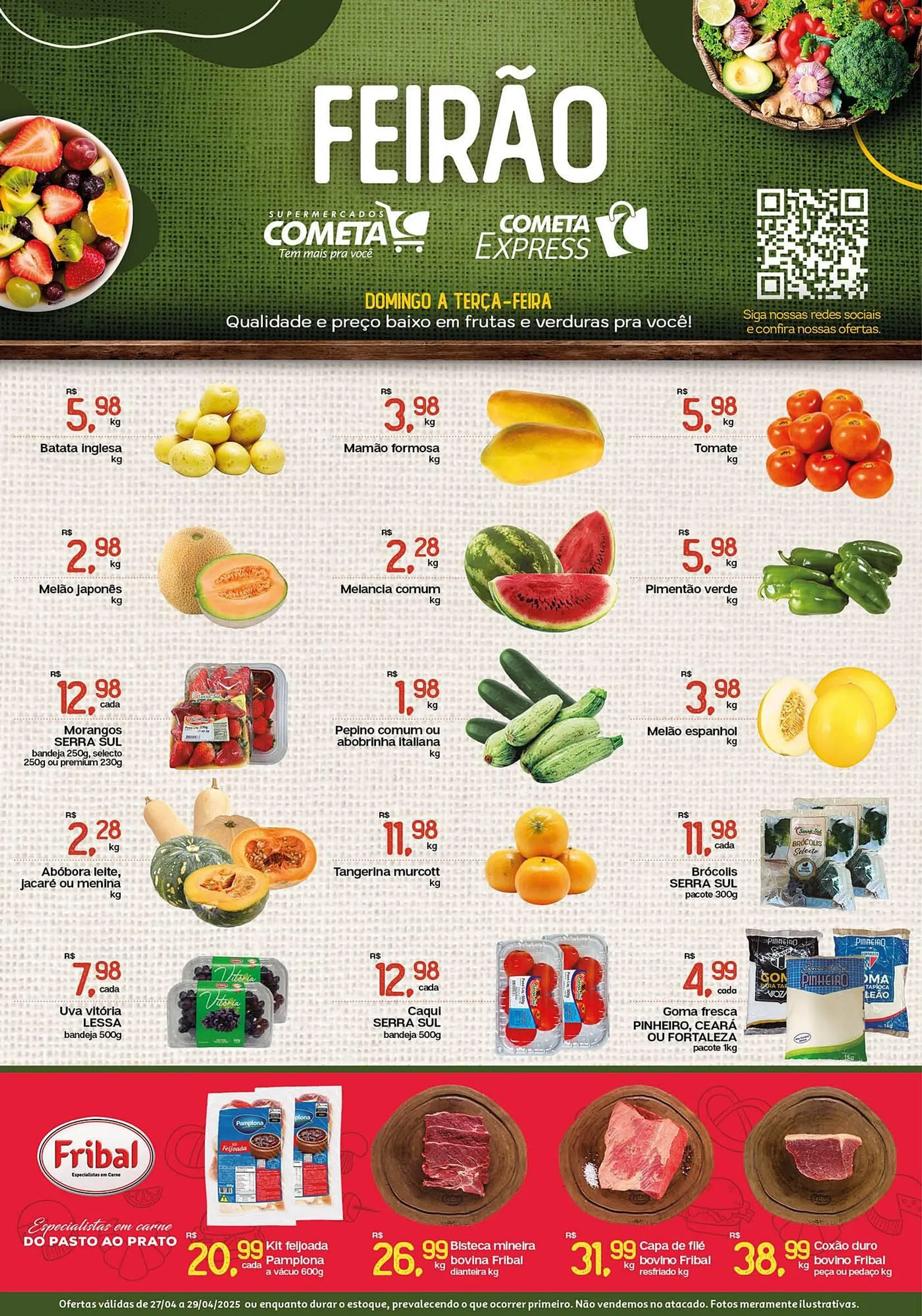 Encarte de Catálogo Cometa Supermercados 28 de abril até 29 de abril 2025 - Pagina 1