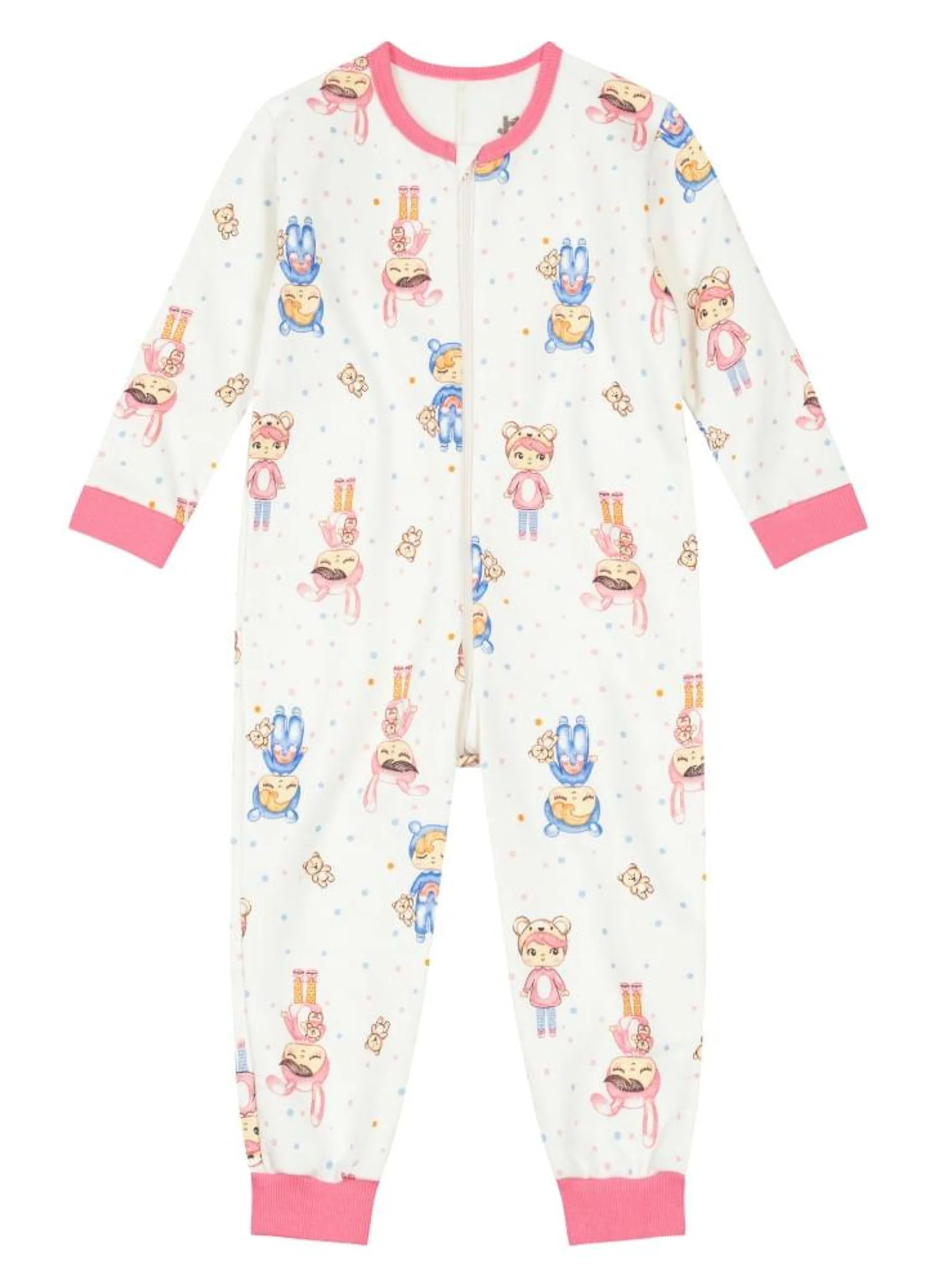 Pijama Macacão De Moletom Infantil Menina Brandili