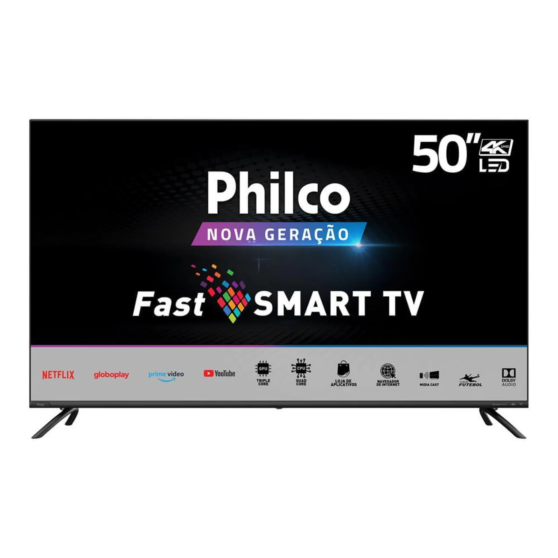 Smart TV LED 50" 4K Roku Philco PTV50RCG70BL 4 HDMI 2 USB Preta