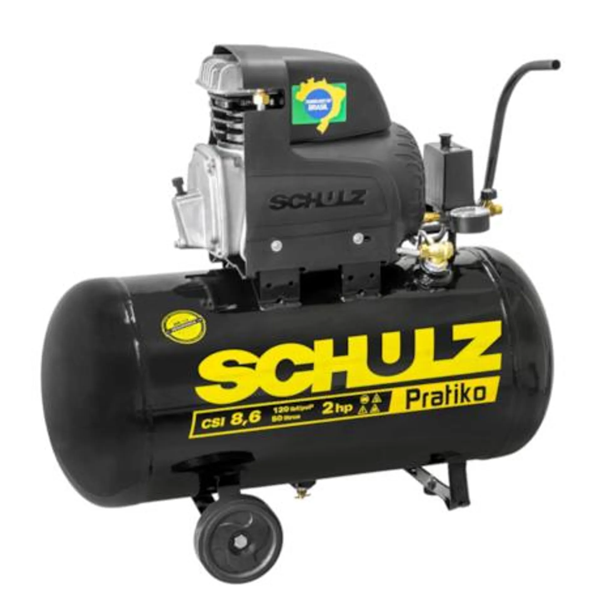 Compressor de Ar 8.6 Pés 120Lbs Monofásico 50 Litros 220V Pratiko CSI-8,6/50L SCHULZ