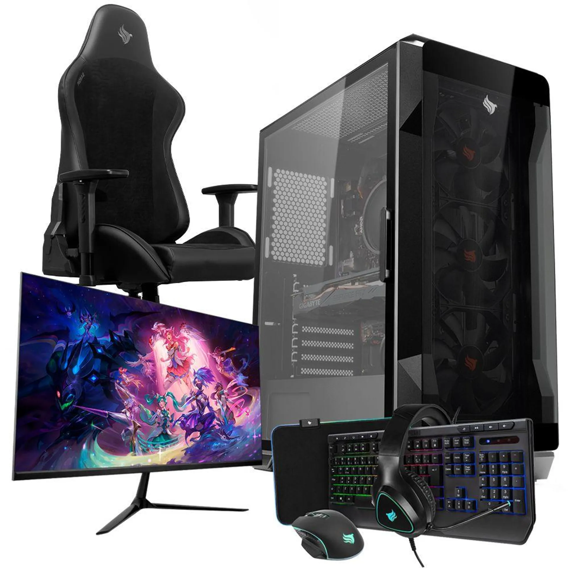 Computador Completo Pichau Gamer Amaymon VI, AMD Ryzen 5 5600, Radeon RX 7600 8GB, 16GB DDR4, SSD M.2 480GB + Cadeira Gamer + Monitor 27 + Kit Periféricos