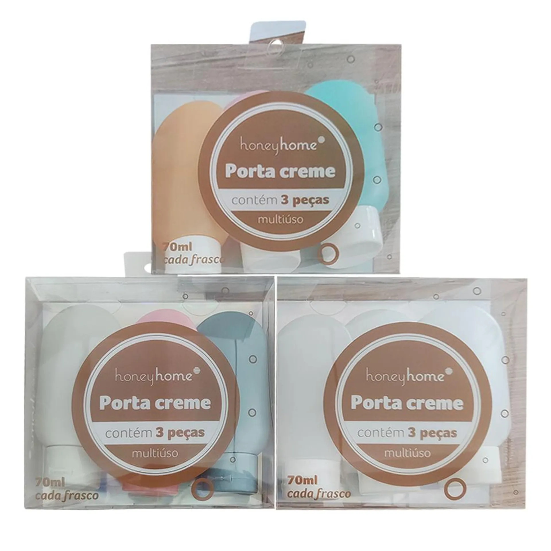 Kit Porta Creme Multiúso Plástico 3 Peças 11x4,5x3,5cm LM2518 - honeyhome