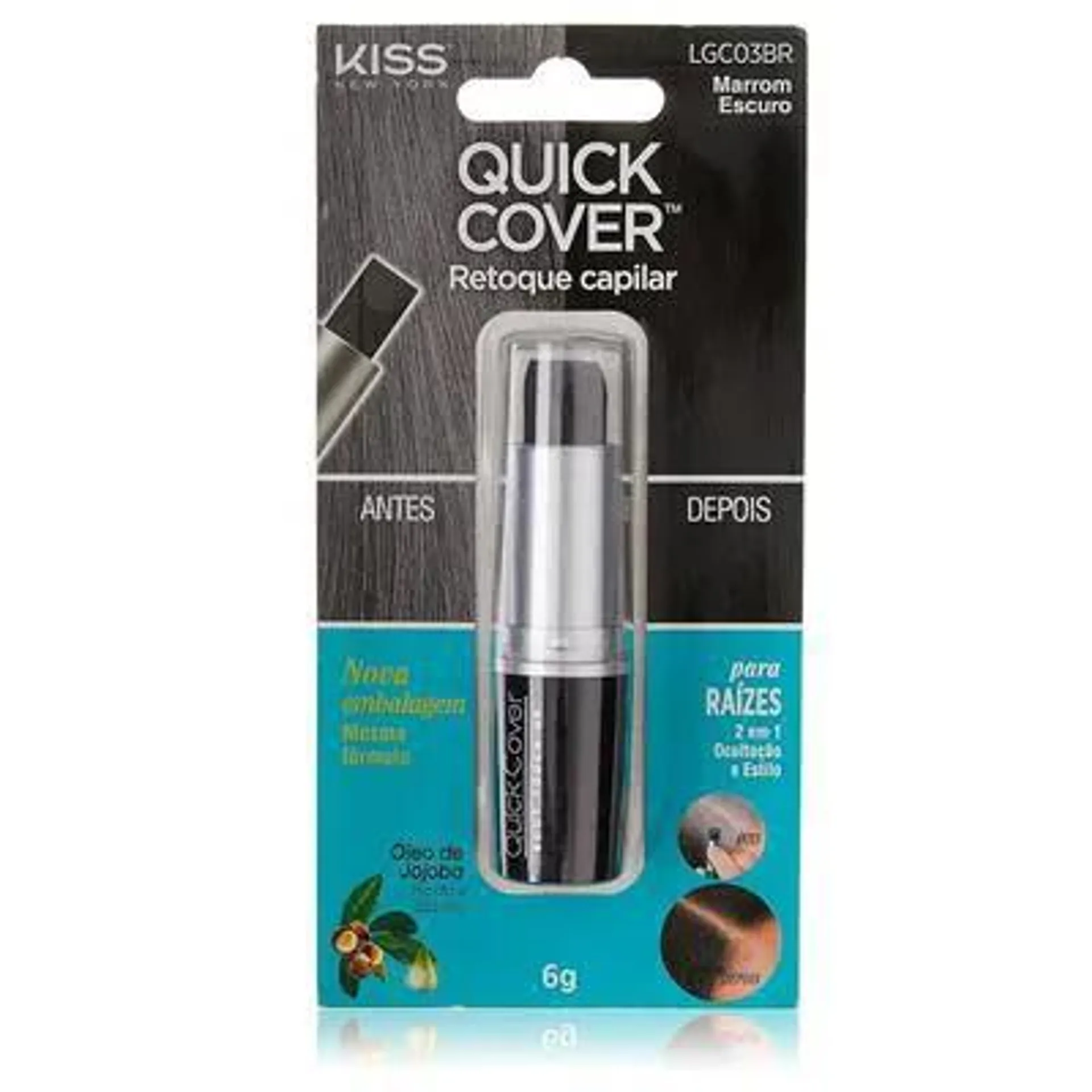 Retoque Raiz Kiss NY Batom Capilar Quick Cover Marrom Escuro