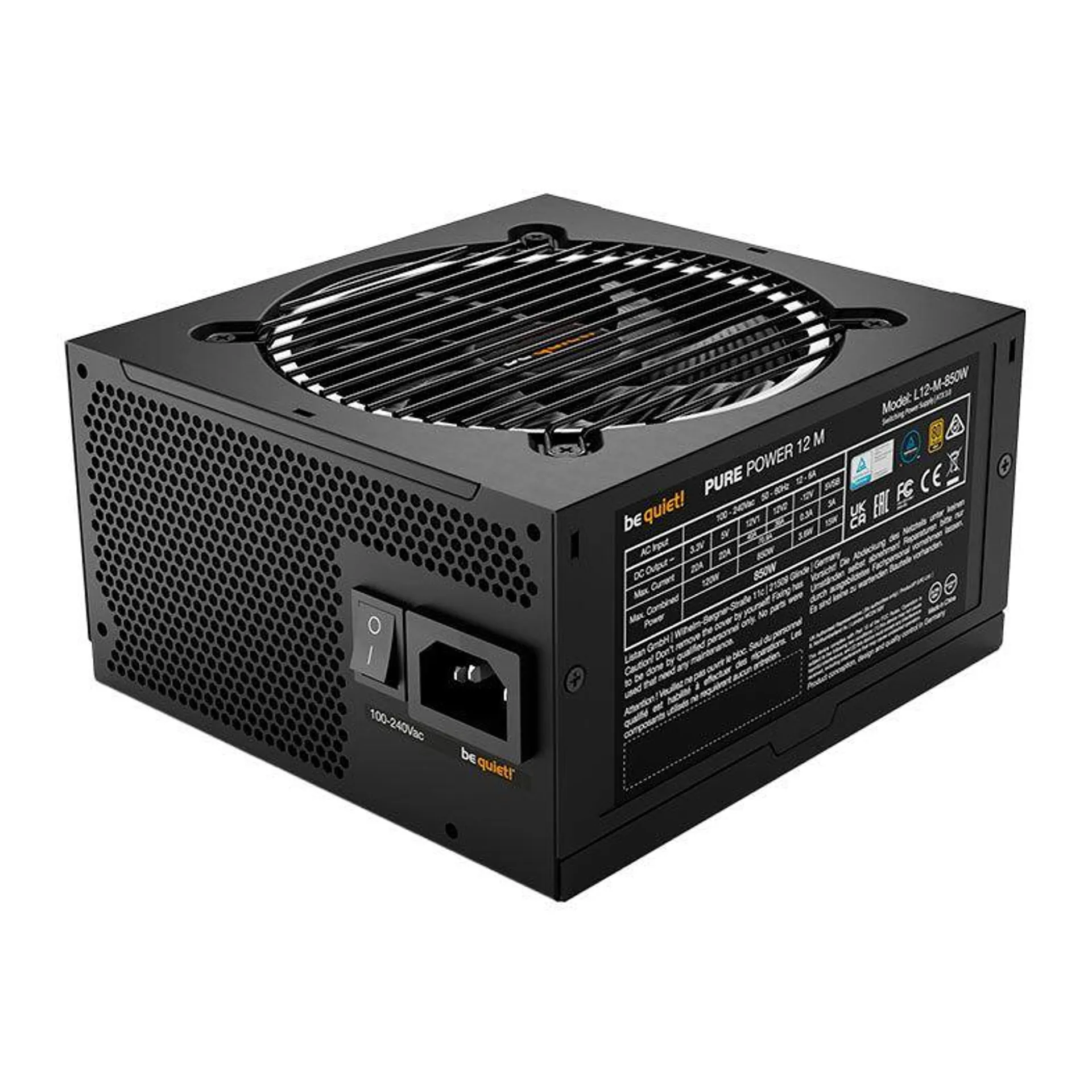 Fonte Be Quiet! Pure Power 12 M, 850W, Full-Modular, 80 Plus Gold, L12-M-850W