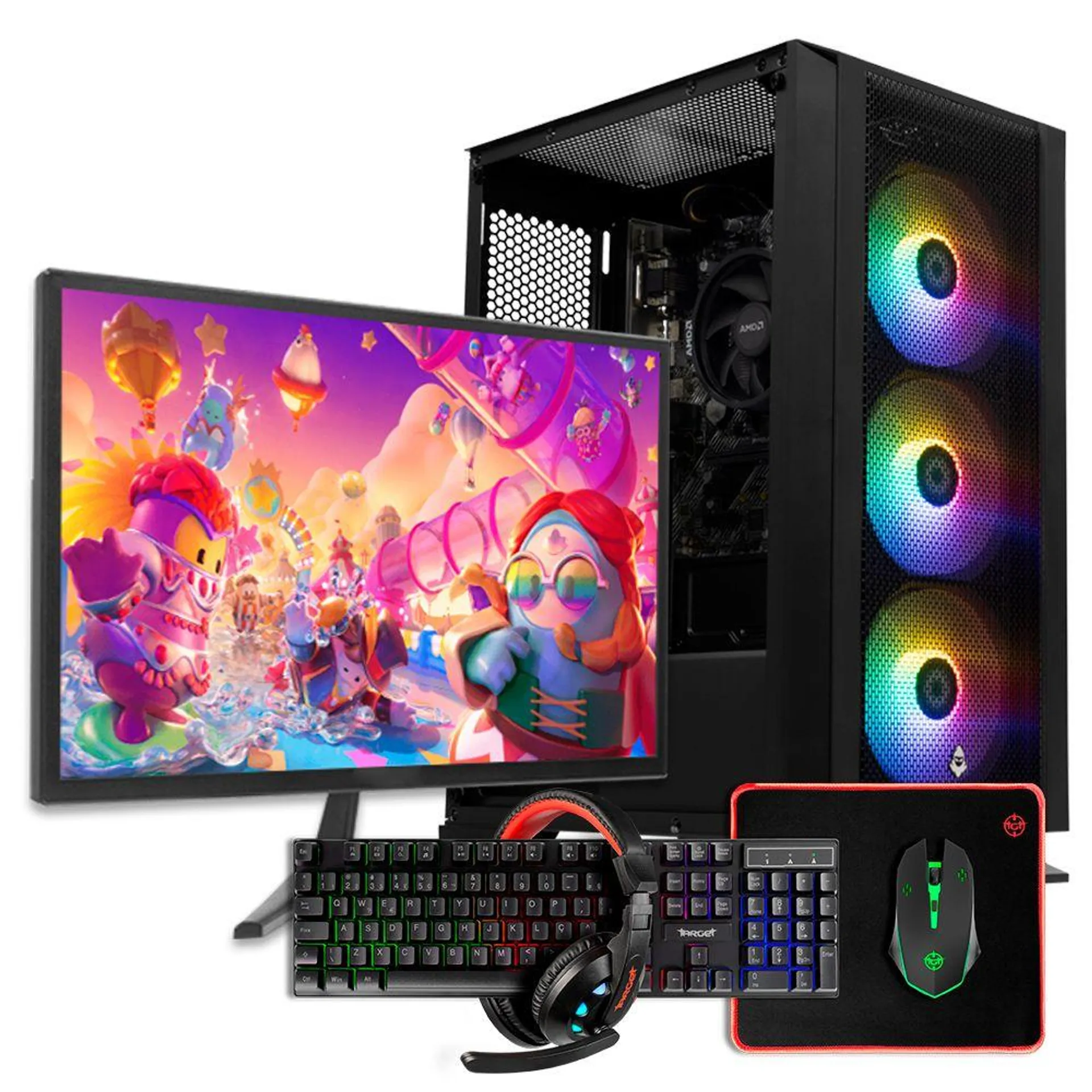 PC Gamer Completo Mancer Feácio V, AMD Ryzen 3 5300G, 16GB DDR4, SSD 480GB + Monitor + Kit Periféricos