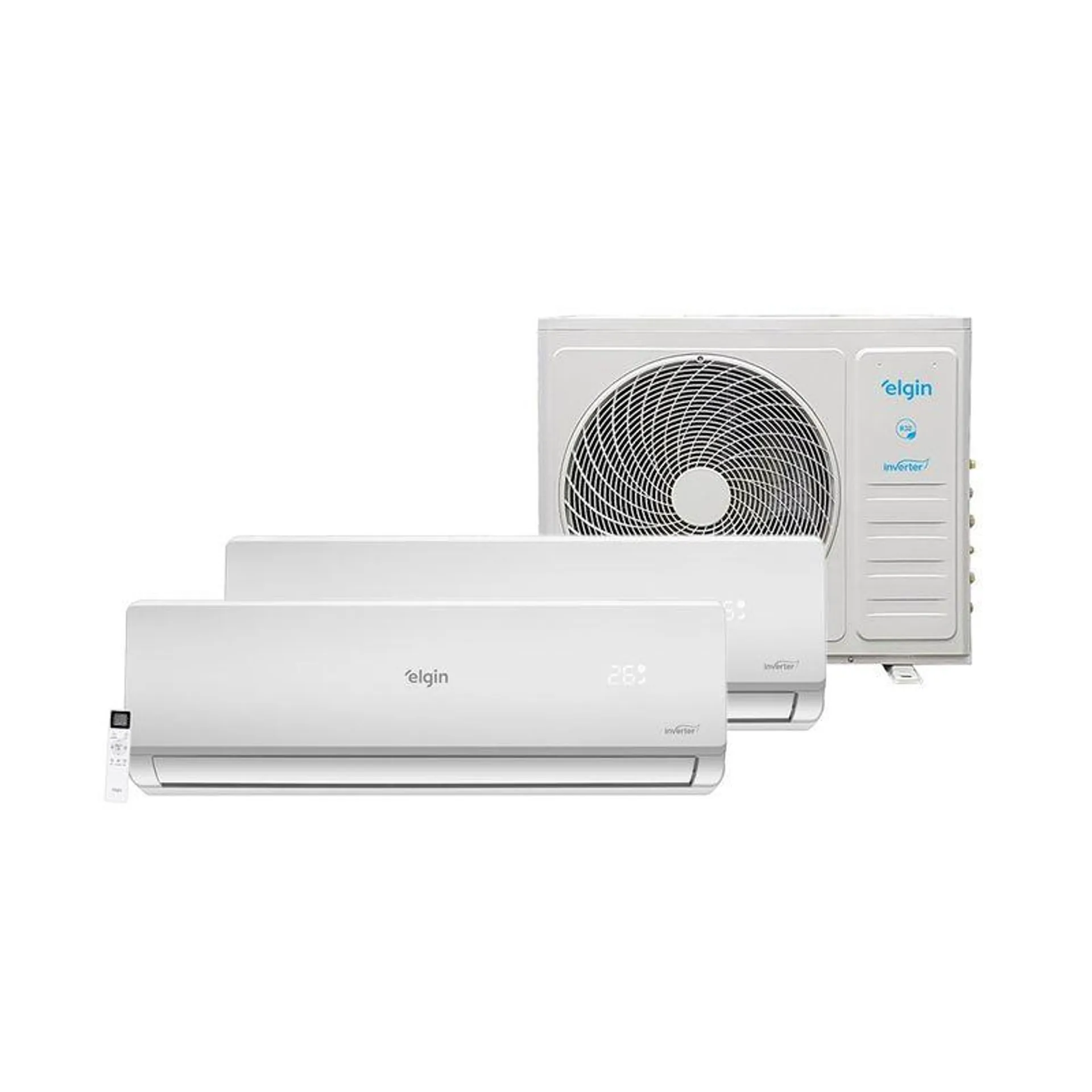 Ar Condicionado Bi Split Hi Wall Inverter Elgin Plus 2x12000 BTU/h Quente e Frio 45MTQE18C2CB – 220 Volts