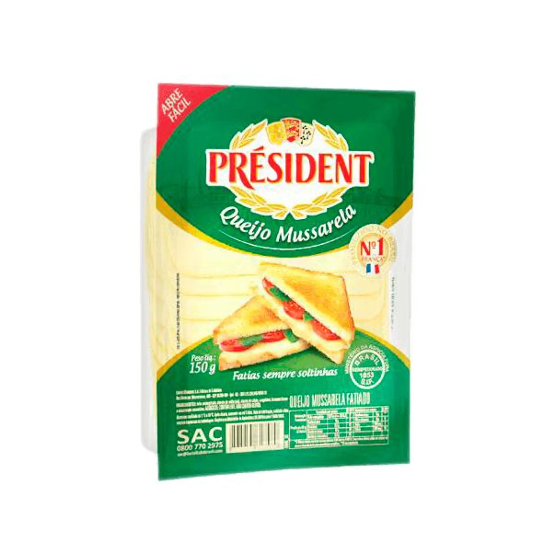 Queijo Mussarela Président Fatiado 150g