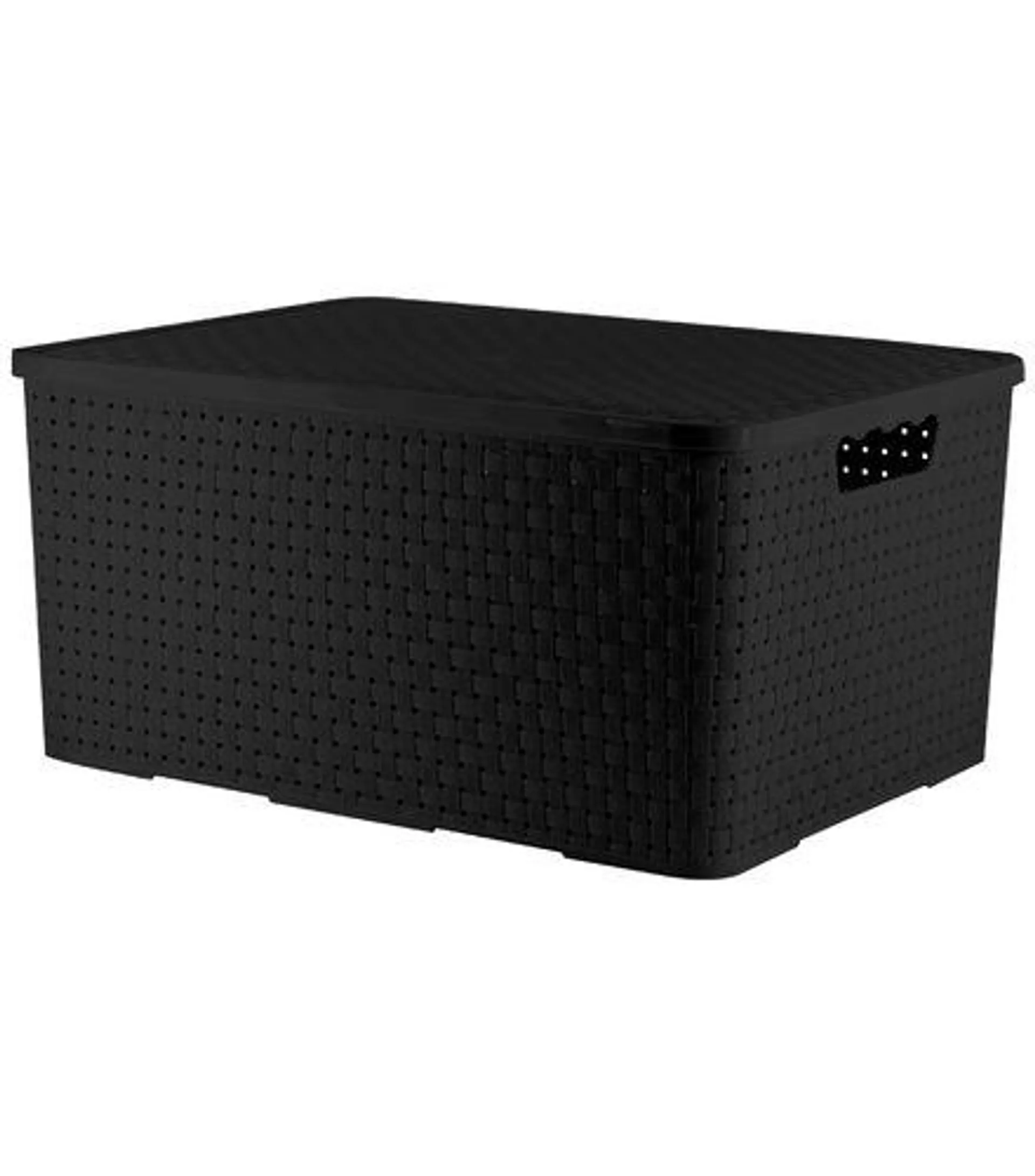 Caixa Organizadora Rattan Preta New Plastic 29L 44,5x32x21,5cm 7441251