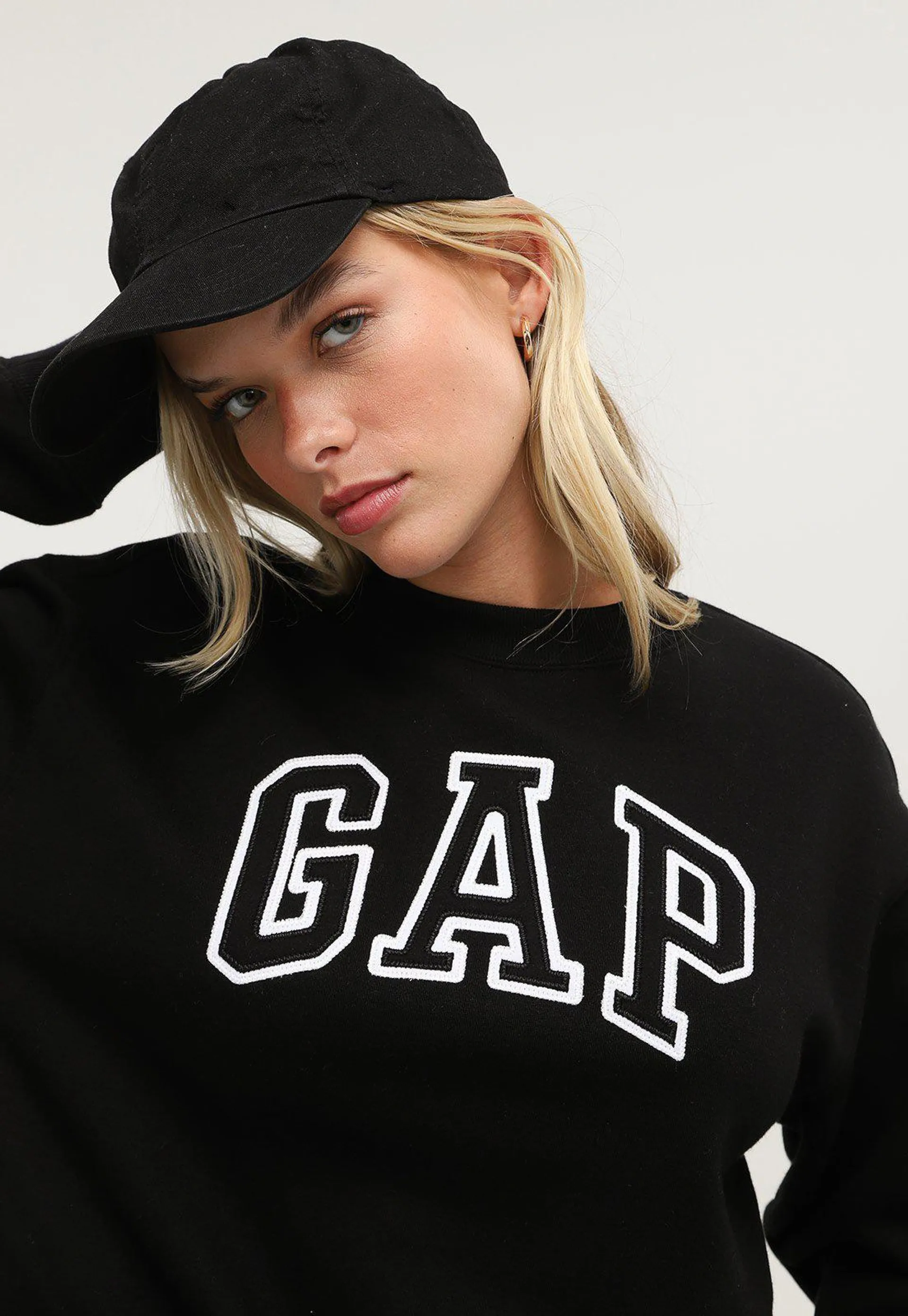 Blusa de Moletom Flanelada Fechada GAP Logo Preta